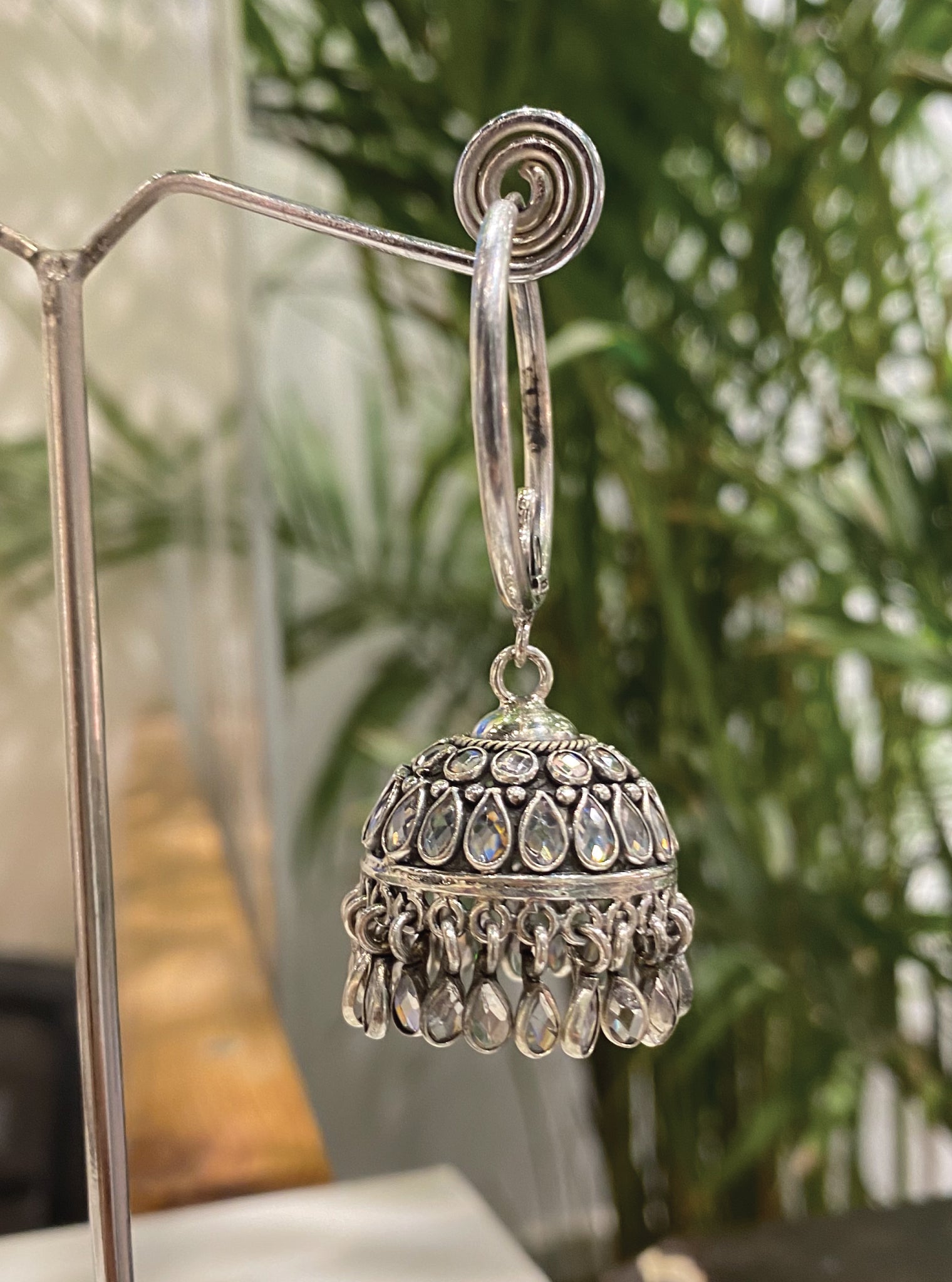 Pure Silver kamal Antique Jhumki Earrings