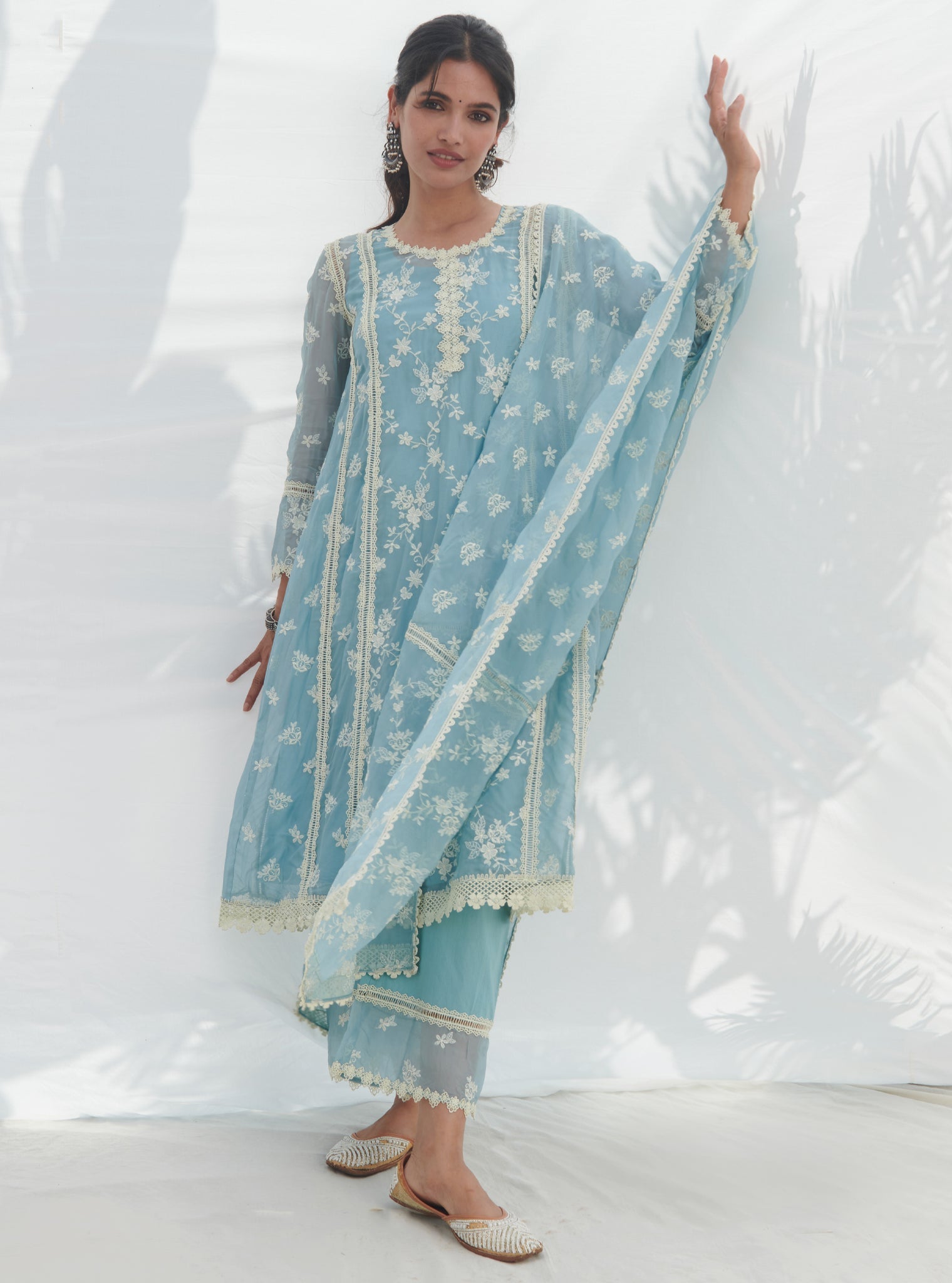 Mulmul Supima Cotton Canca Blue Dupatta