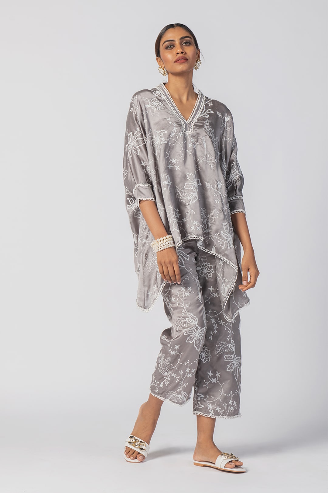 Mulmul Cupro Lonain Grey Top