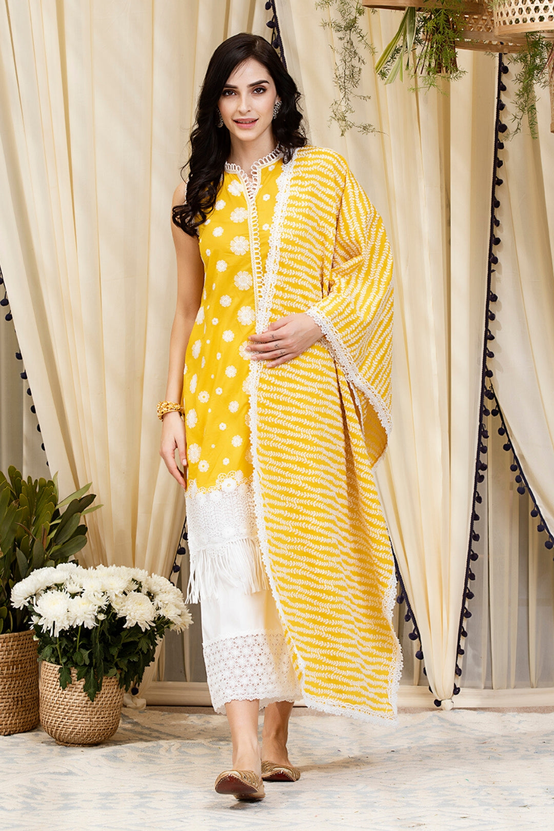 Mulmul Cotton Lucia Kurta With Lina Palazzo