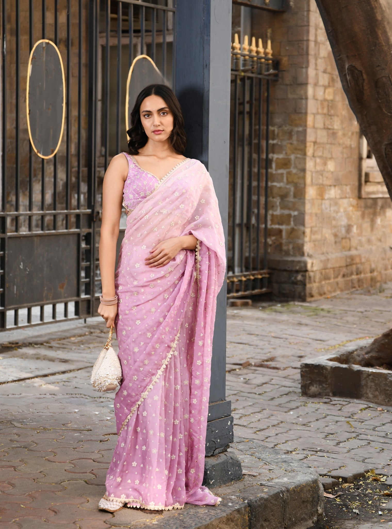 Mulmul Organza Ombre Priyur Lavender Saree