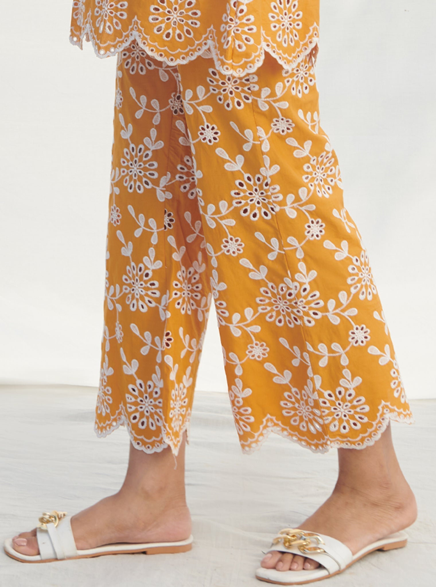 Mulmul Cotton Myrtle Orange Co-ord?ÿSet