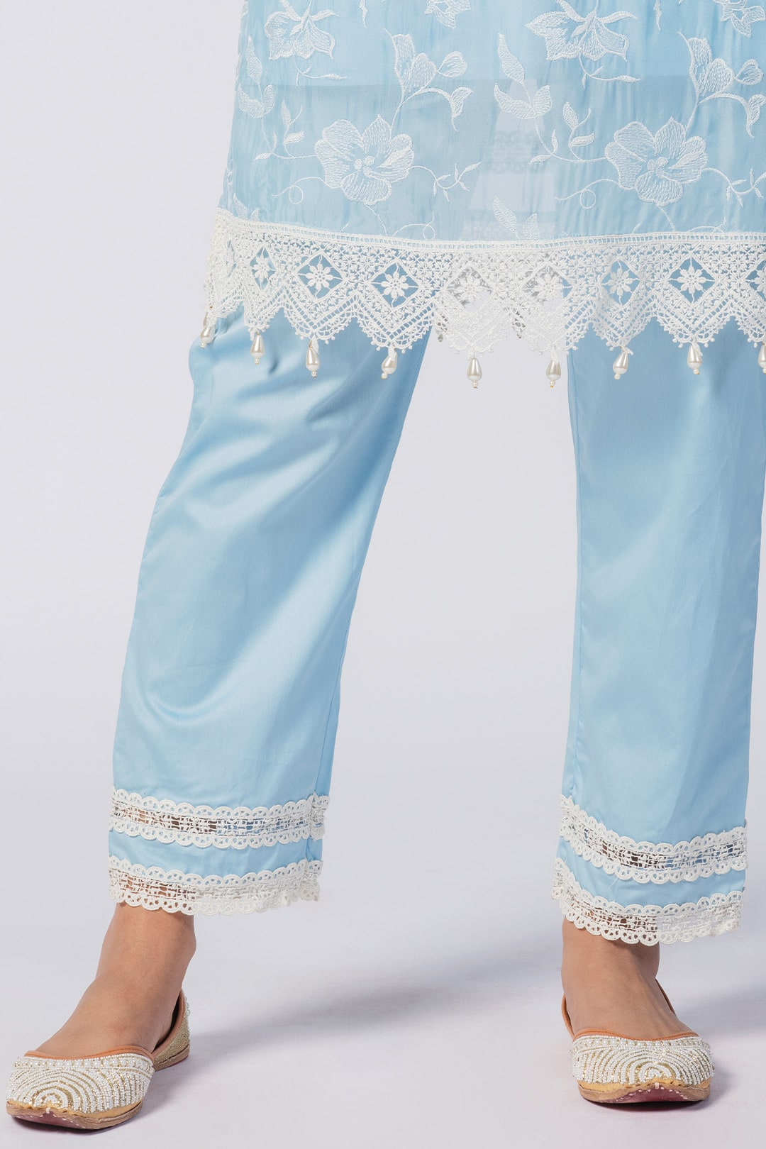 Maisy Tencel Luxe Organza Blue Kurta Set
