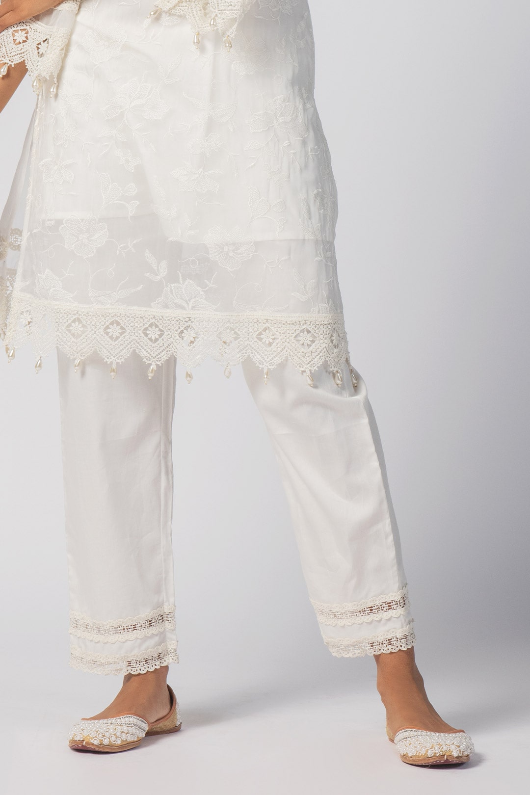 Maisy Tencel Luxe Organza Off White Kurta Set