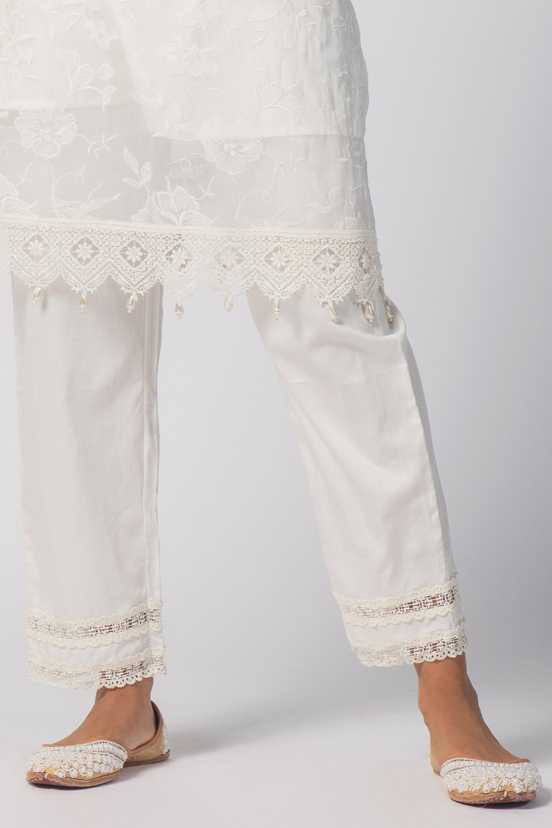 Maisy Tencel Luxe Organza Off White Kurta Set