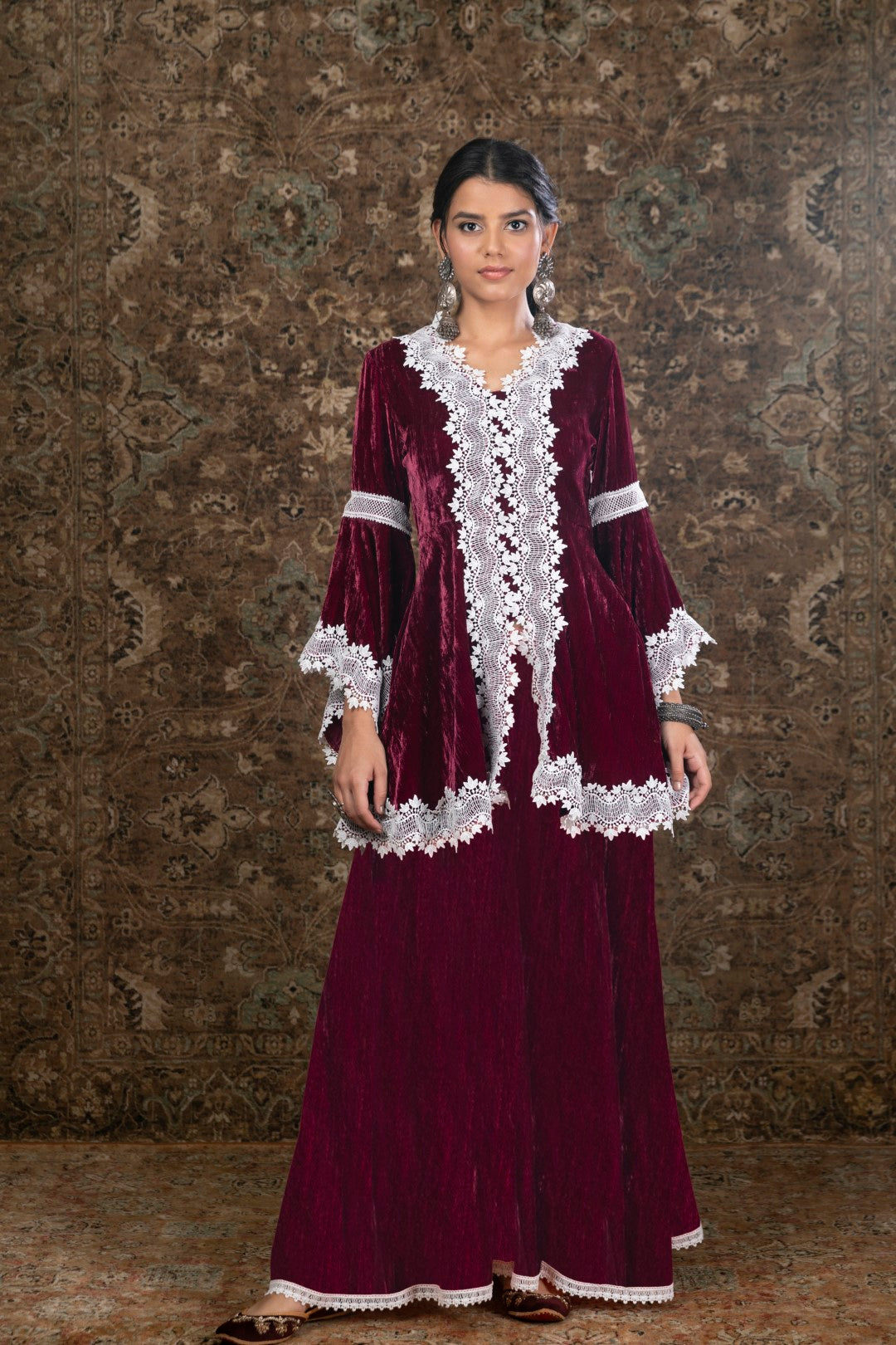 Makhmal Pine Kurta with Sharara