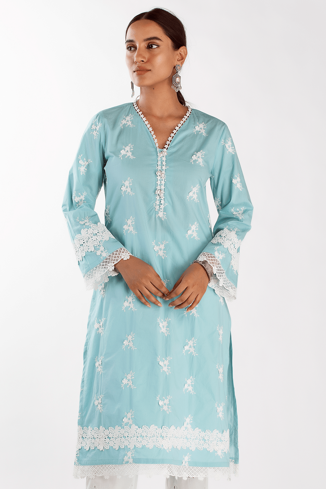 Mulmul Cotton MIST KURTA With EMB EYELET PANT