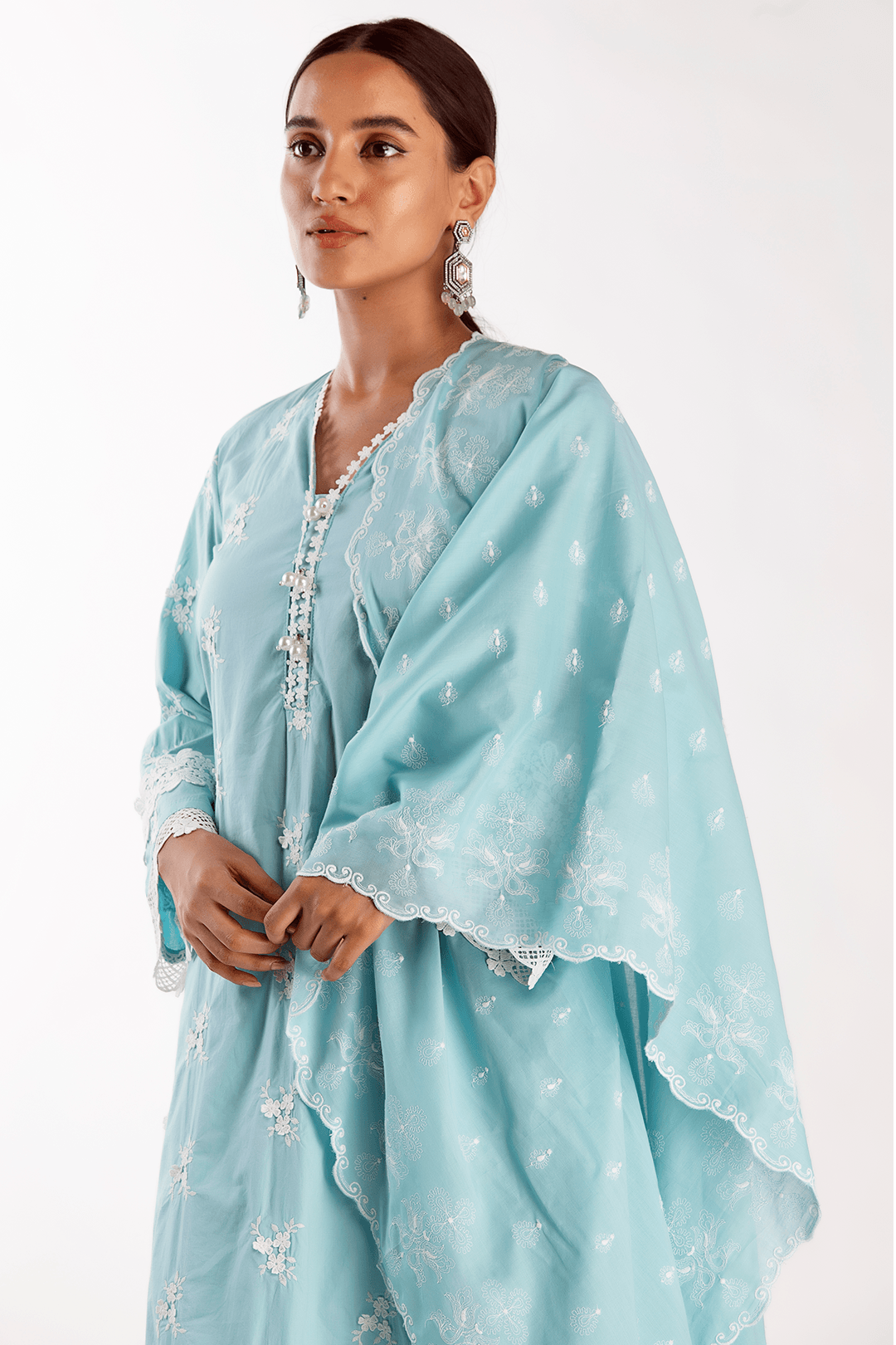 Mulmul Cotton MIST KURTA With EMB EYELET PANT