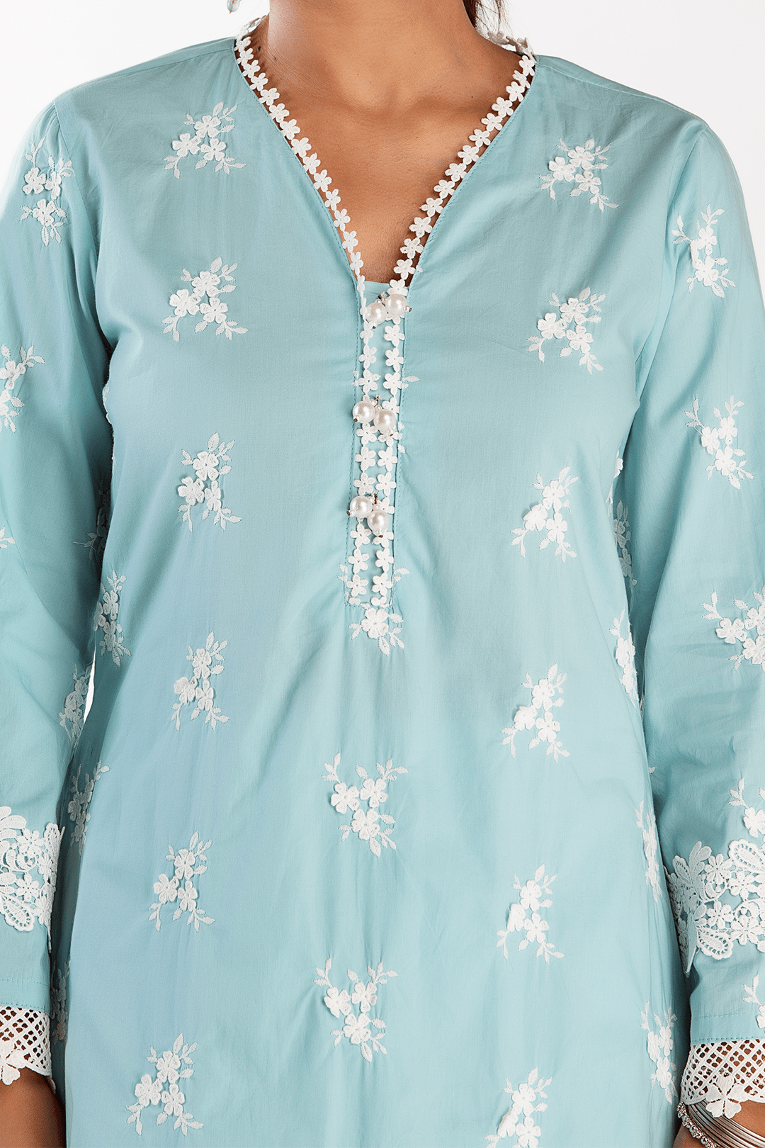 Mulmul Cotton MIST KURTA With EMB EYELET PANT