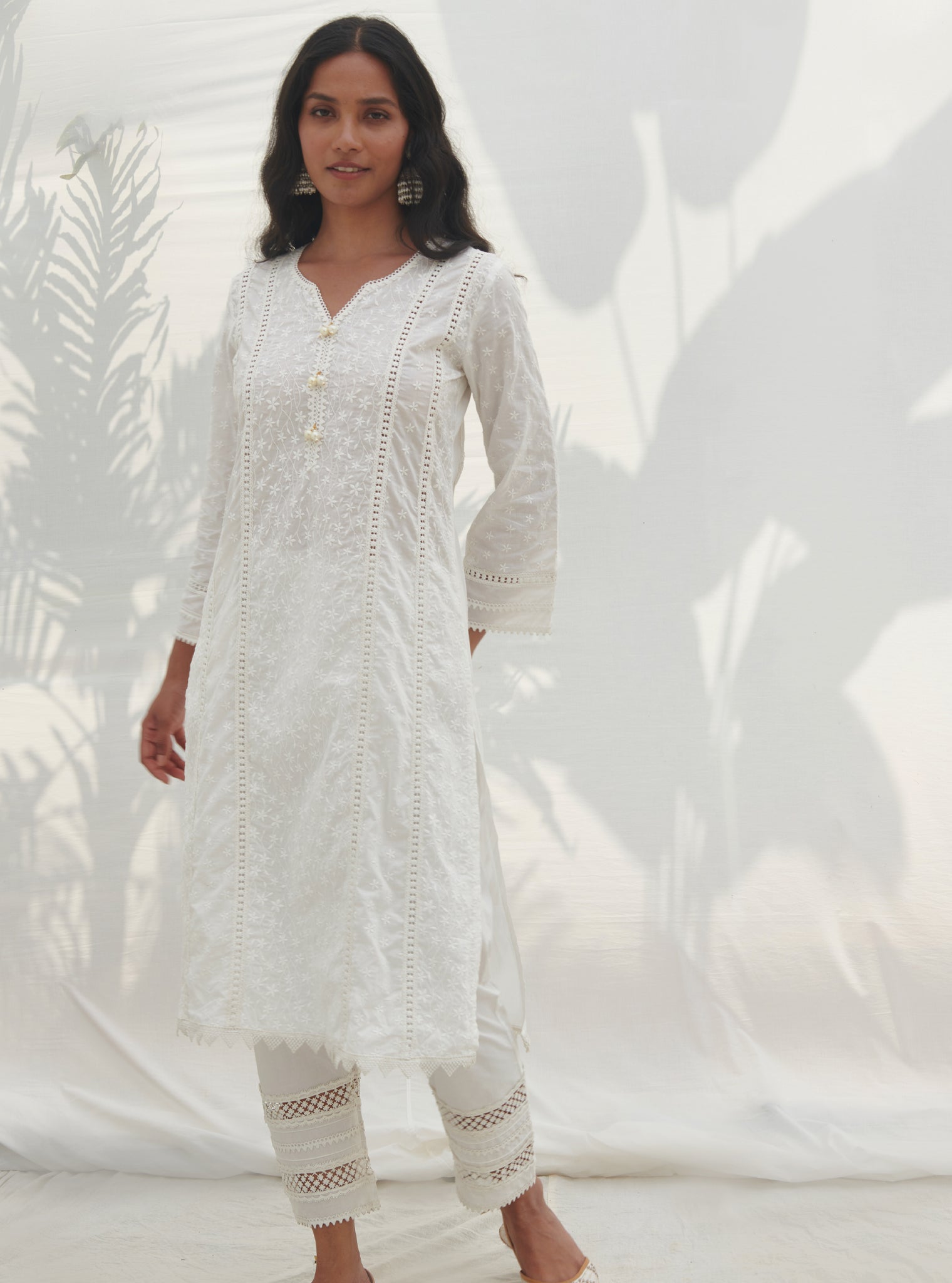 Mulmul Cotton Moira White kurta