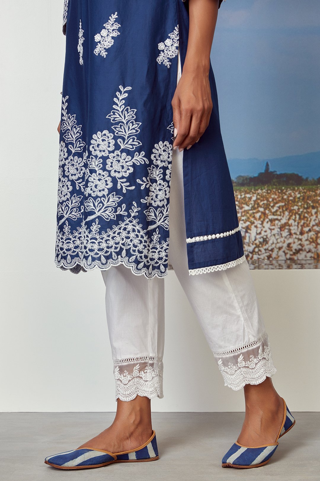 Moon Light Supima Cotton Navy Kurta Set