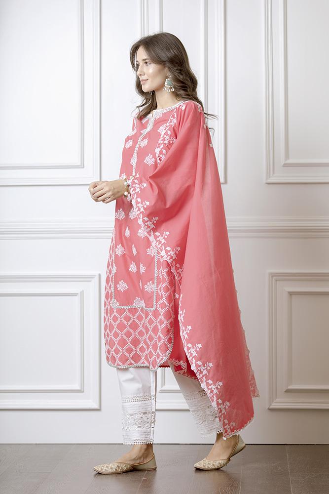 Senna Supima Cotton Red Kurta Set