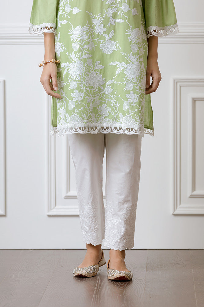 Mulmul Cotton Floral Embroidered Pyajama