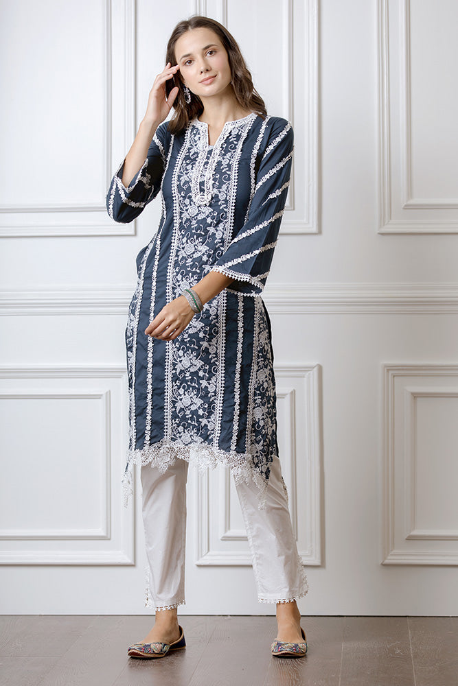 Zinnia Kurta and Double Lace Pyajama