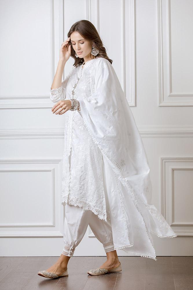 Rosewood Supima Cotton White Kurta Set