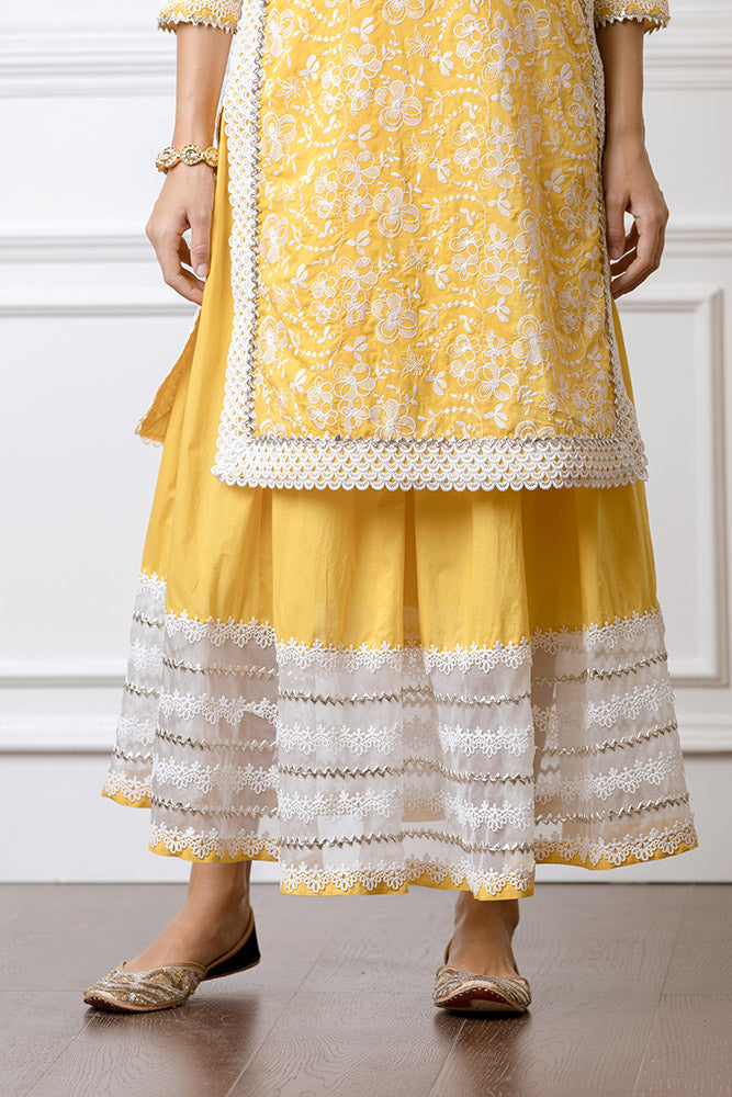 Flora Mango Kurta with Skirt Set