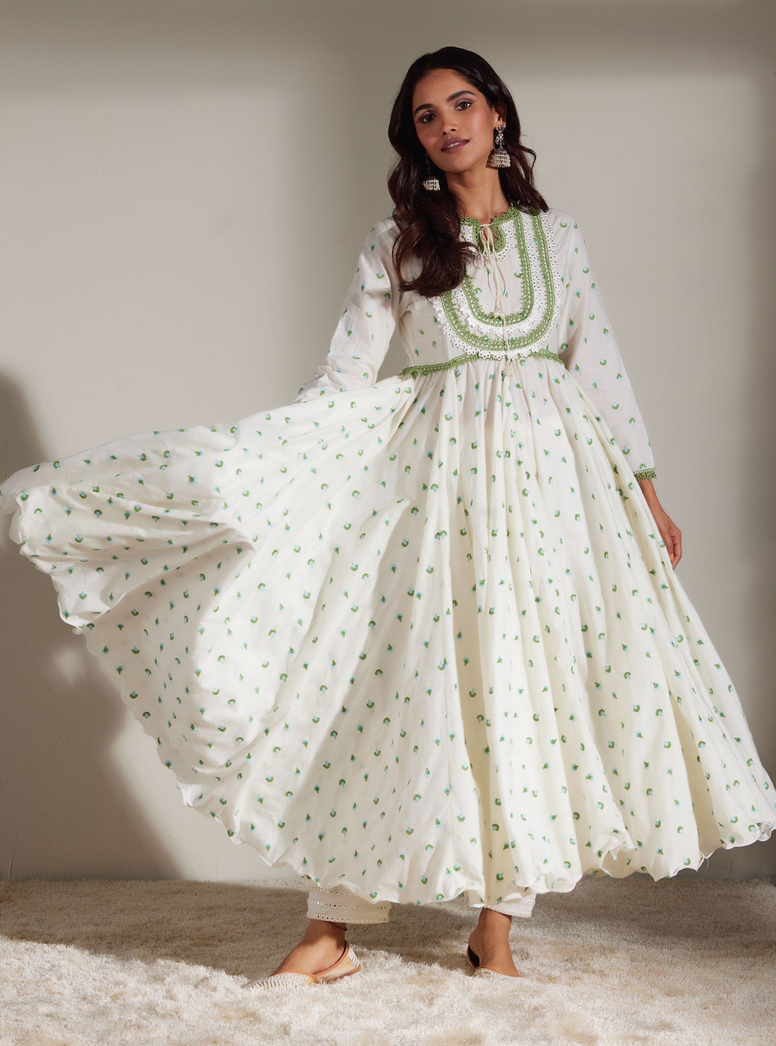 Mulmul Cotton Nadine Anarkali Kurta