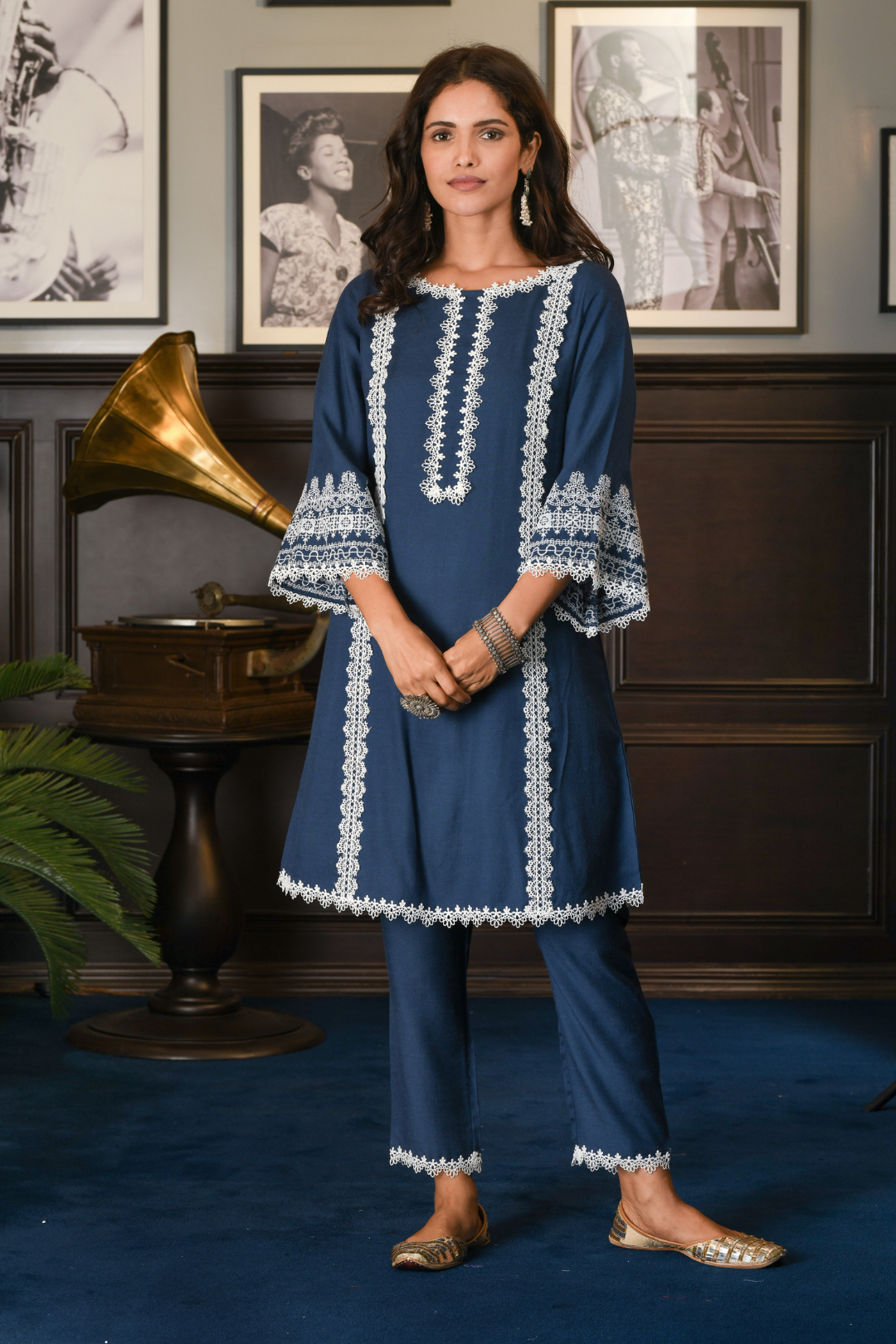 Mulmul Wool Blend Nieva Kurta With Nieva pyajama