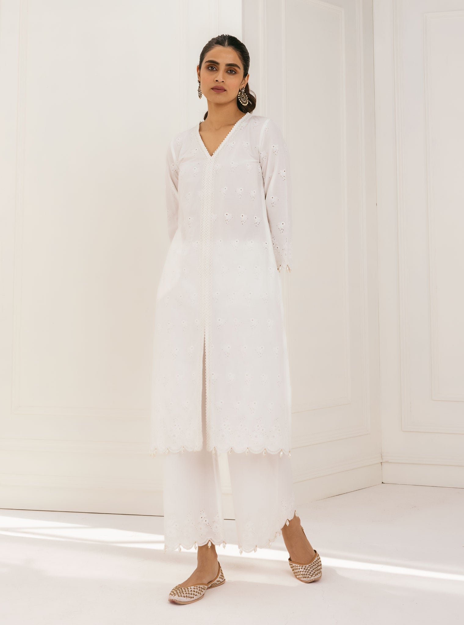 Mulmul Cotton Nitoi White Kurta