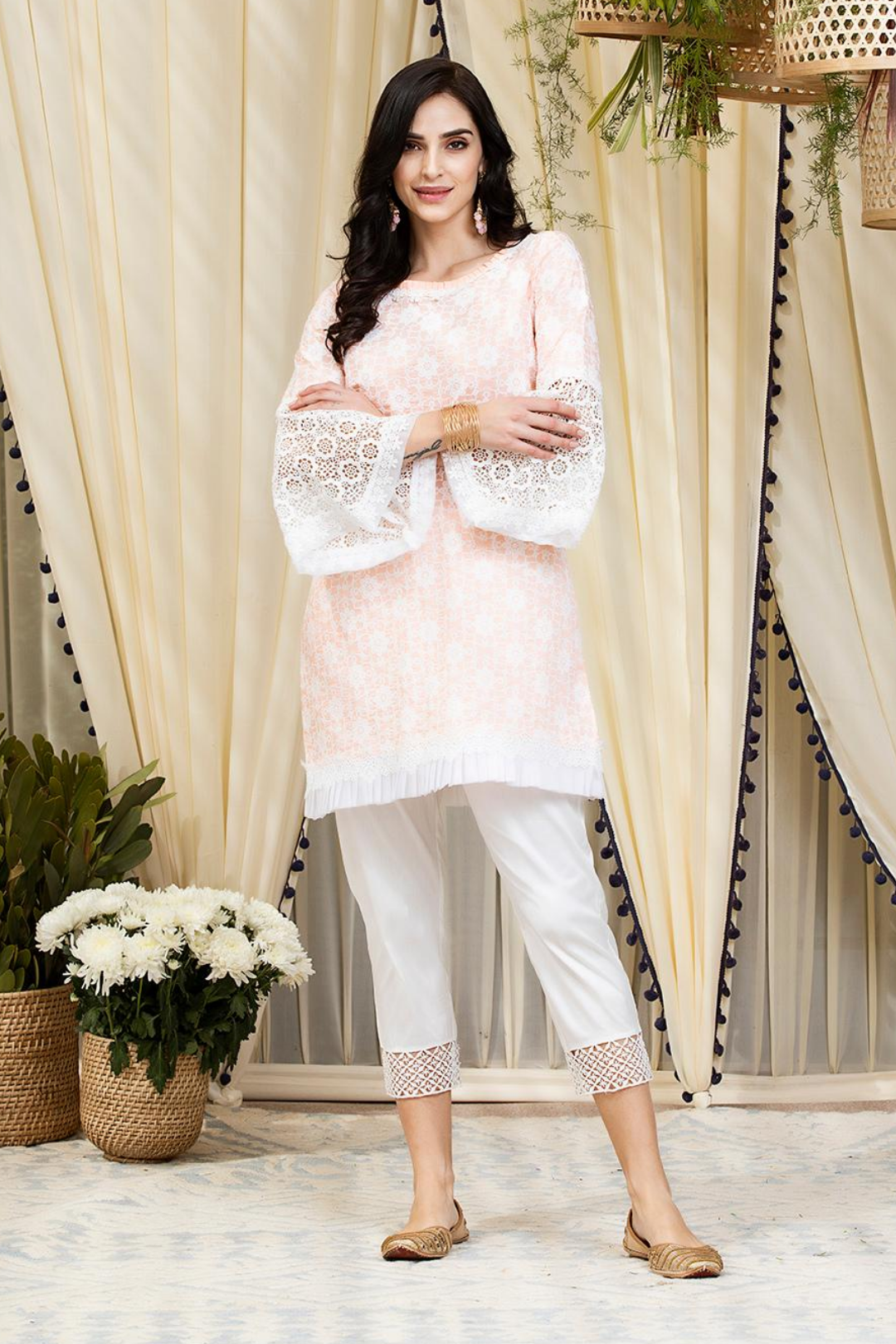 Mulmul Cotton Nova Kurta With Fern Cotton Pyajama