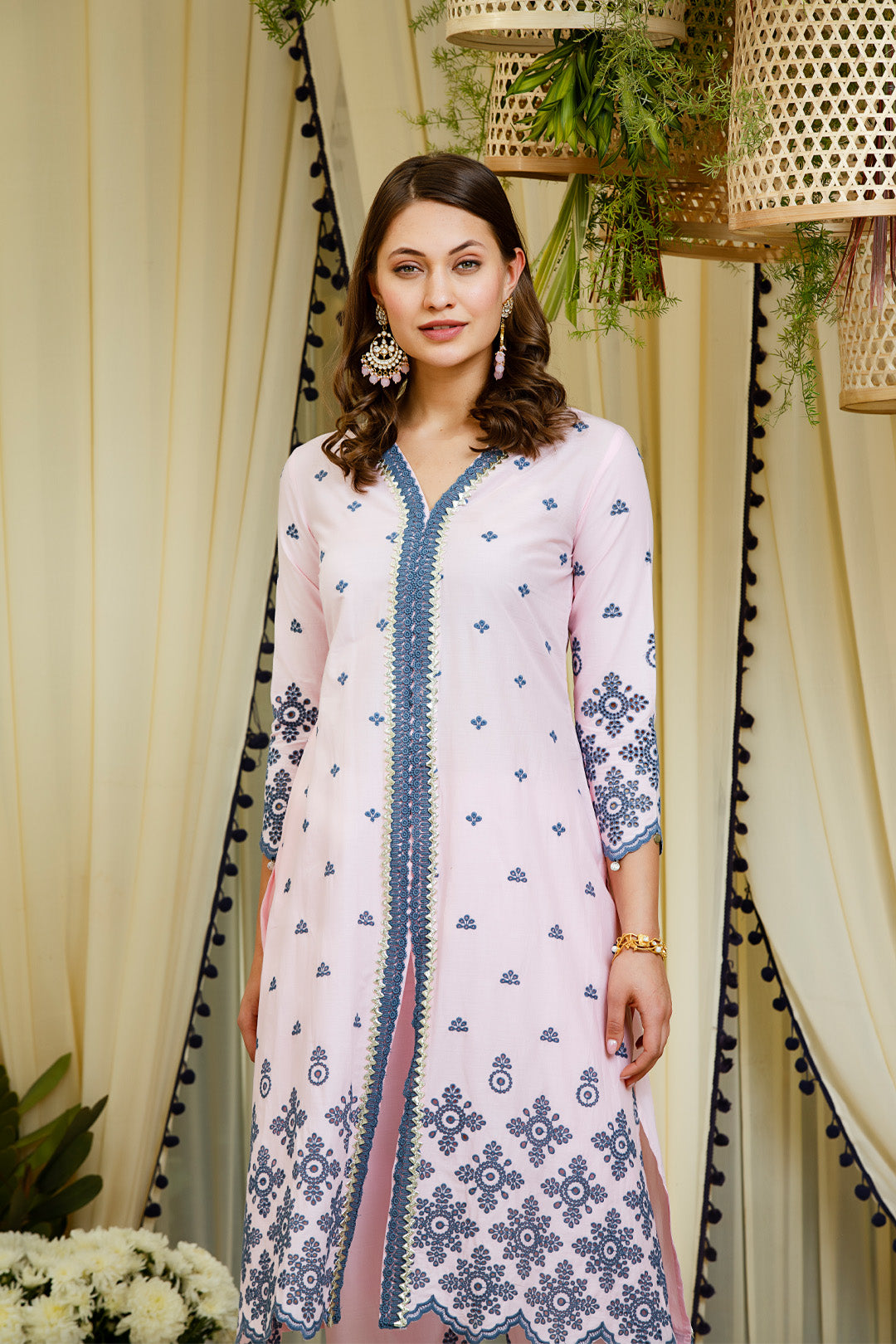 Mulmul Cotton Ophellia Kurta With Ophellia Palazzo