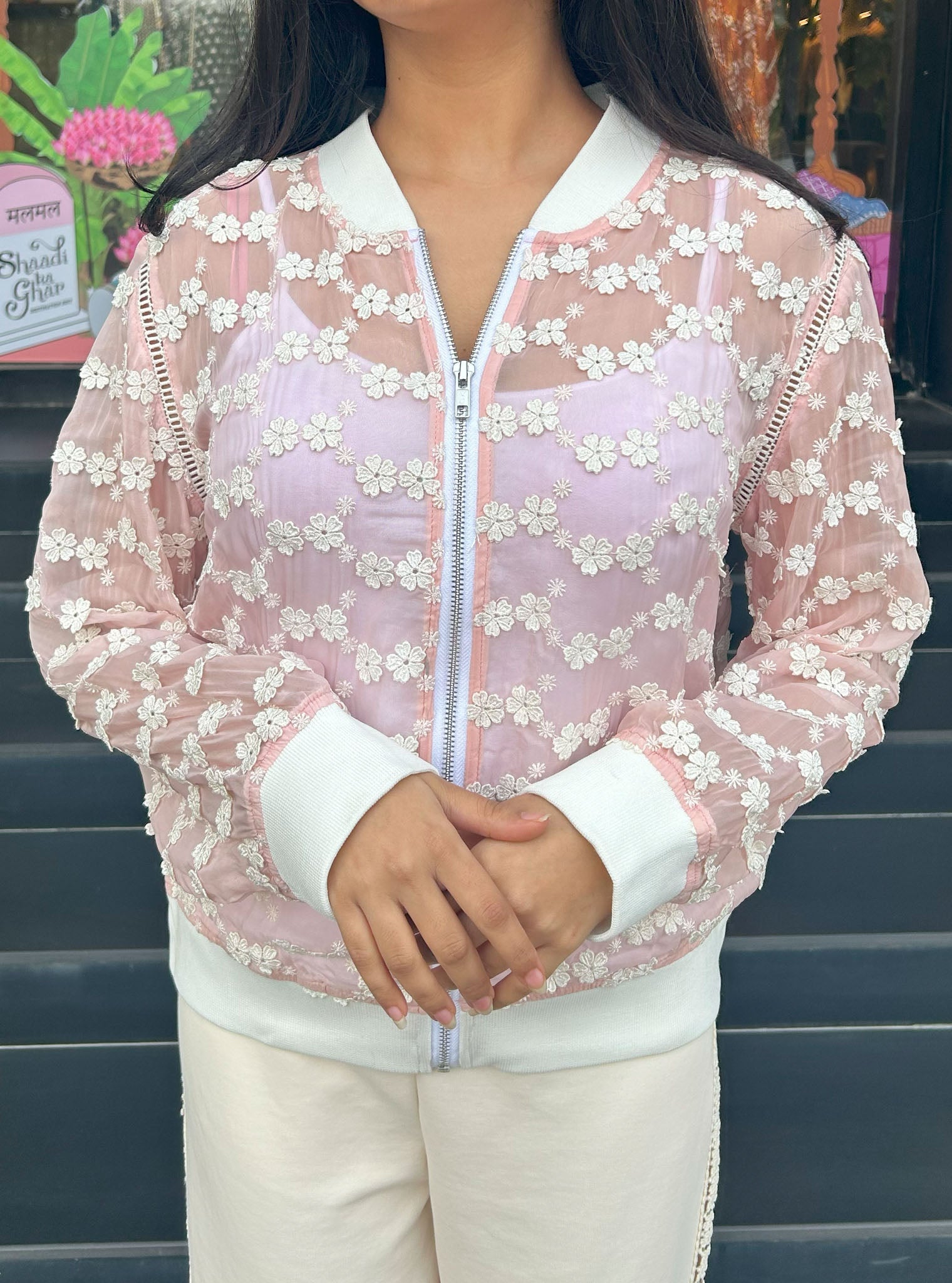 Mulmul Supima Cotton Nix pink Jacket