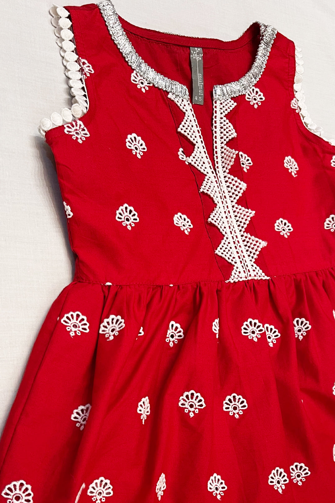 Figo Supima Cotton Red Sharara Set