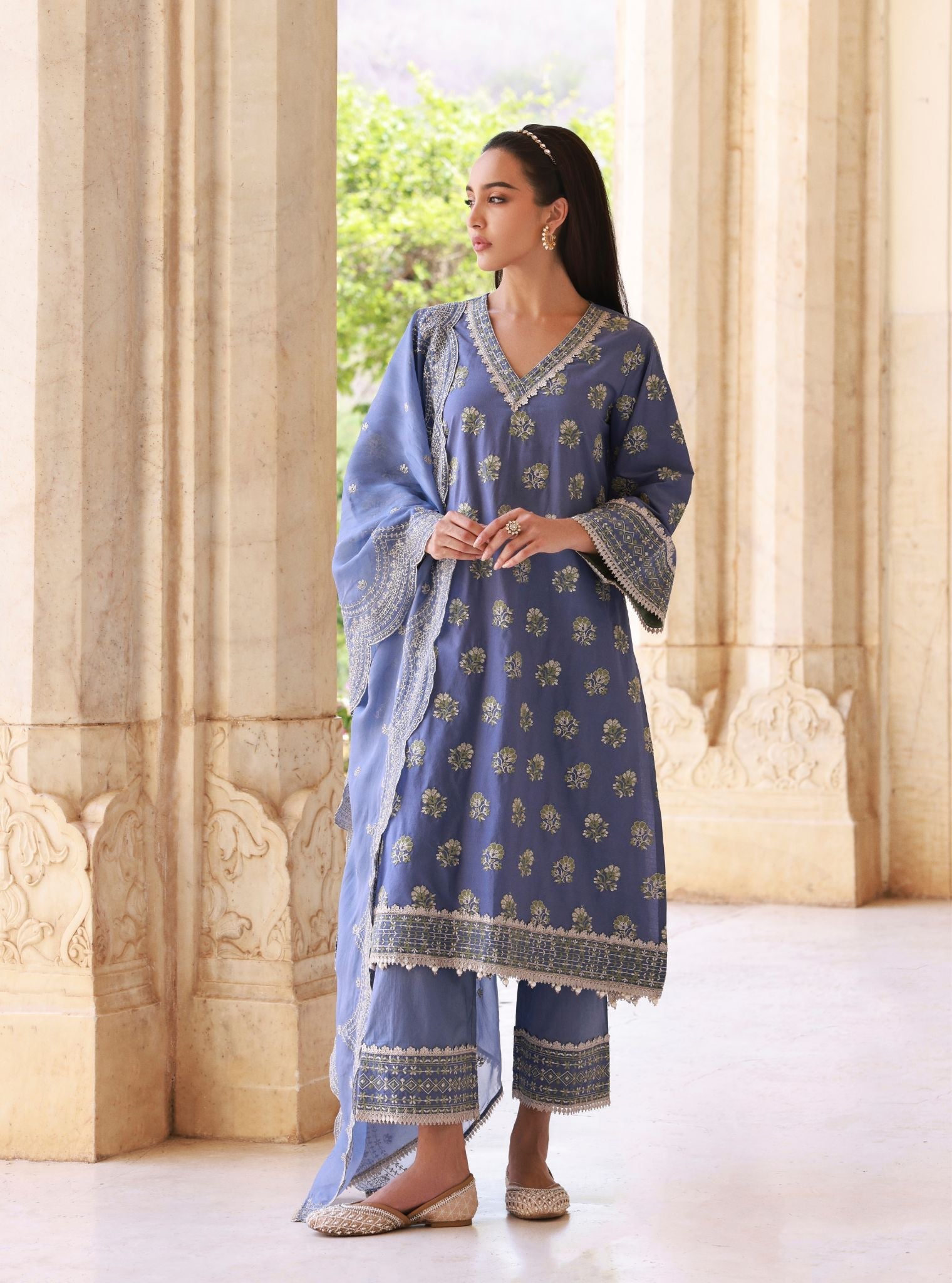 Yalika Supima Cotton Blue Kurta Set