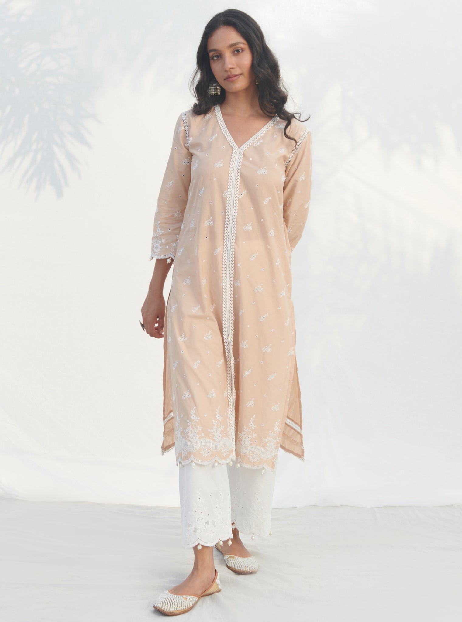 Mulmul Cotton Revora Beige kurta