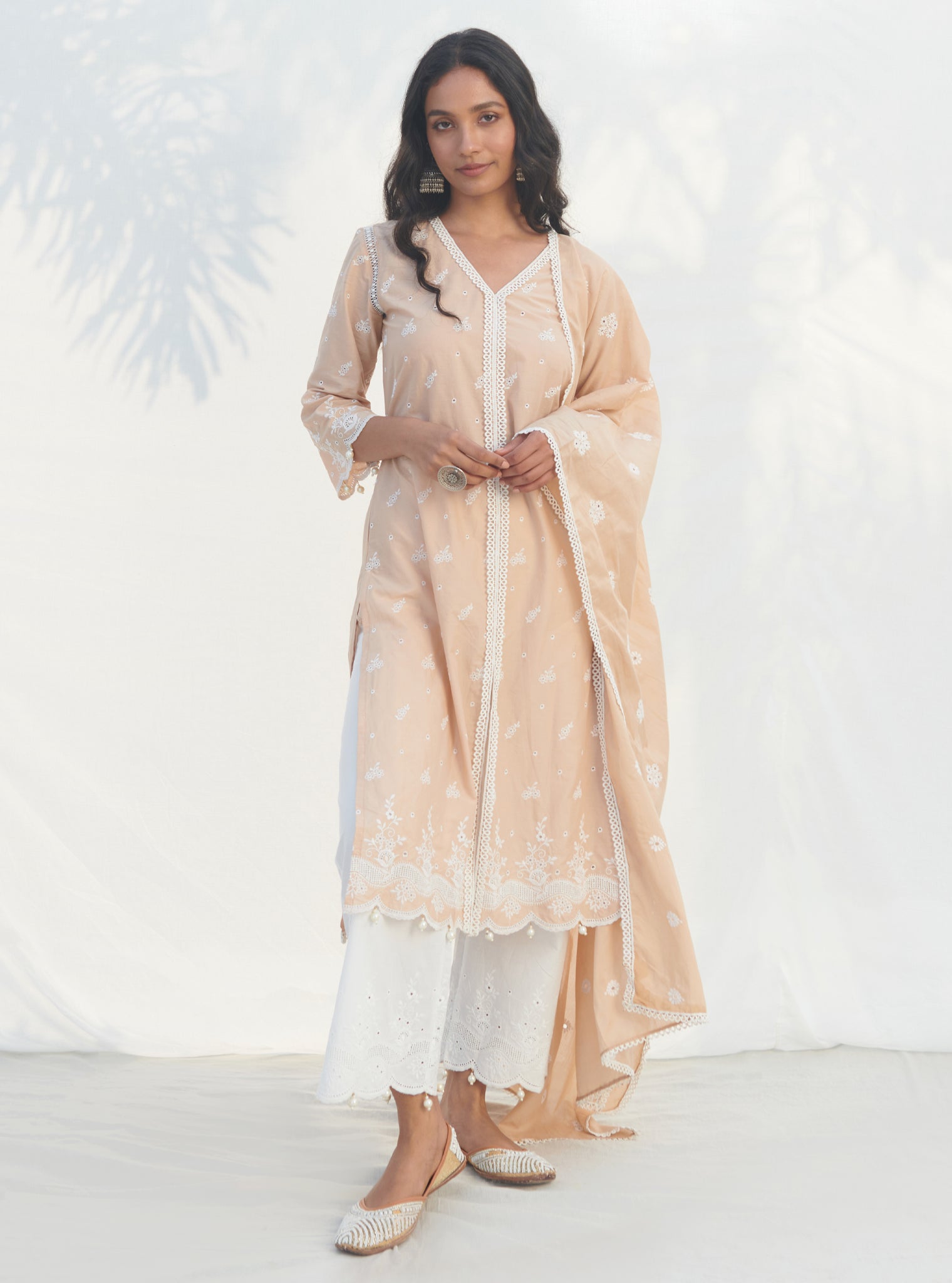 Mulmul Cotton Revora Beige kurta