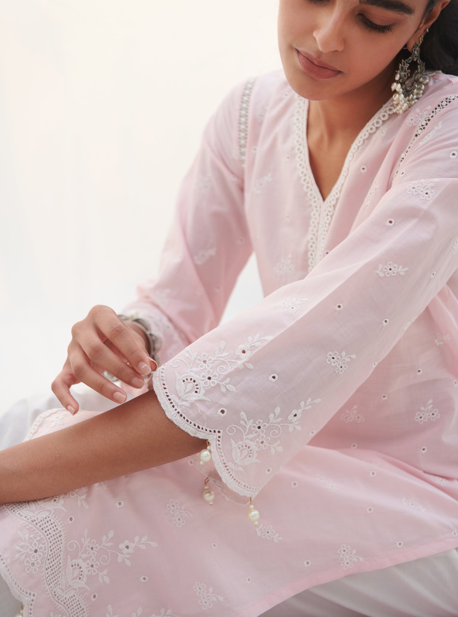 Mulmul Cotton Revora Pink kurta