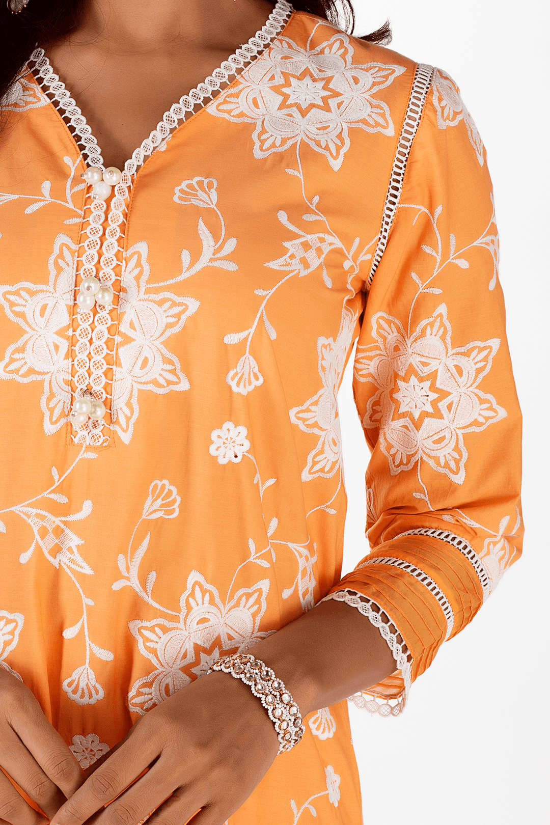 Mulmul Cotton Riley Orange Kurta With Riley Orange Sharara