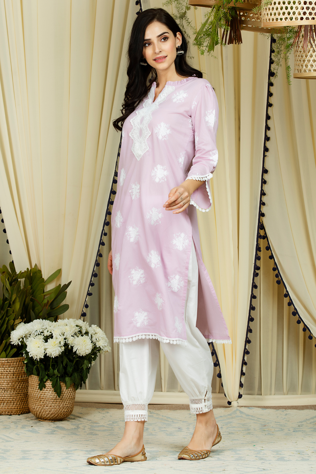 Mulmul Cotton Rosana Kurta With Harem Pyajama