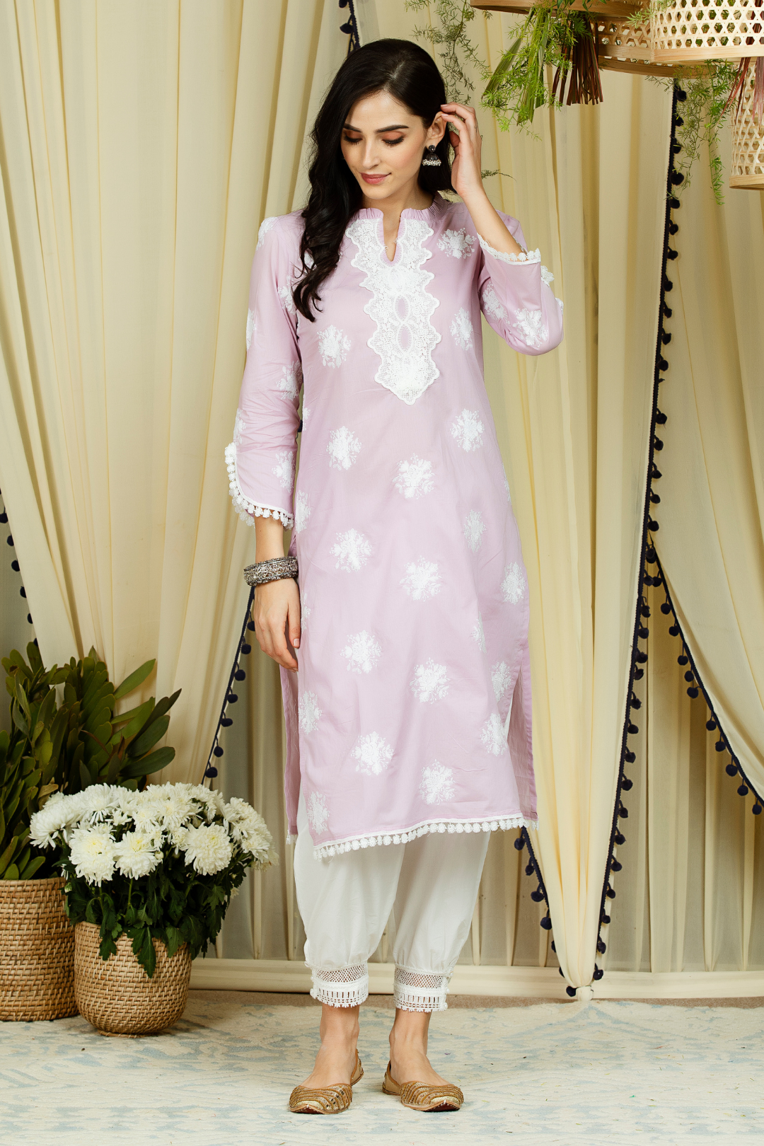 Mulmul Cotton Rosana Kurta With Harem Pyajama