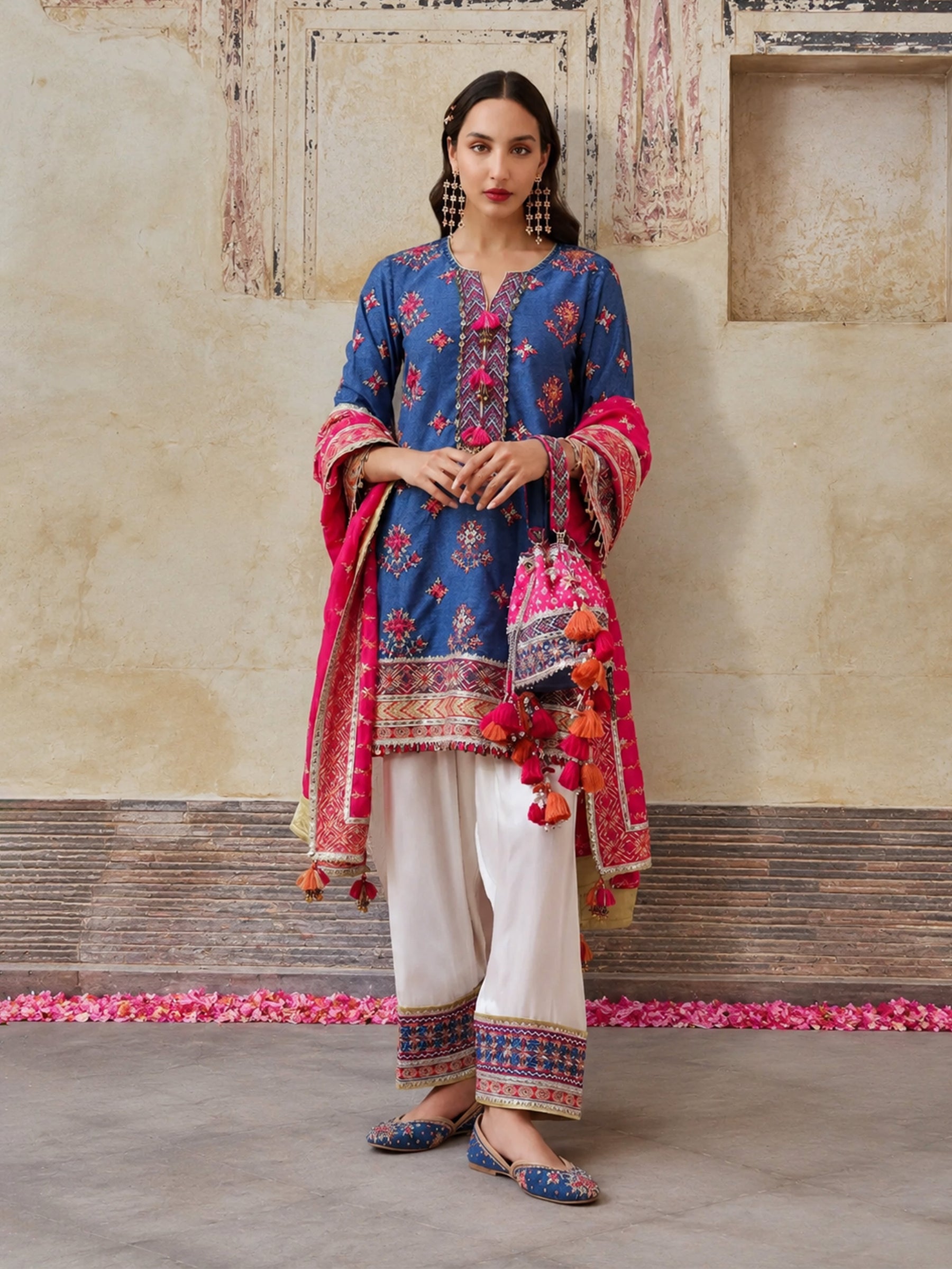 Ruvya Denim Kurta with Farshi Salwar