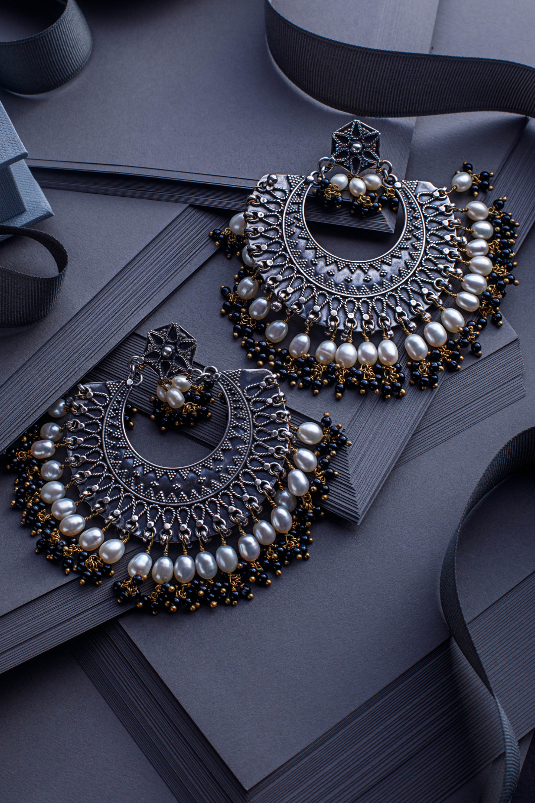 Pure Silver Midnight Zuhara Chandbalis