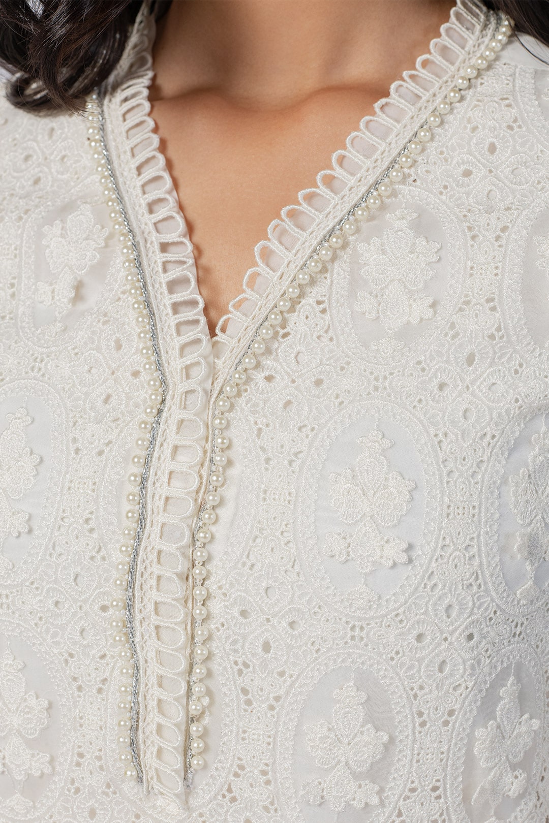 MulMul Organza Savannah Off White Kurta