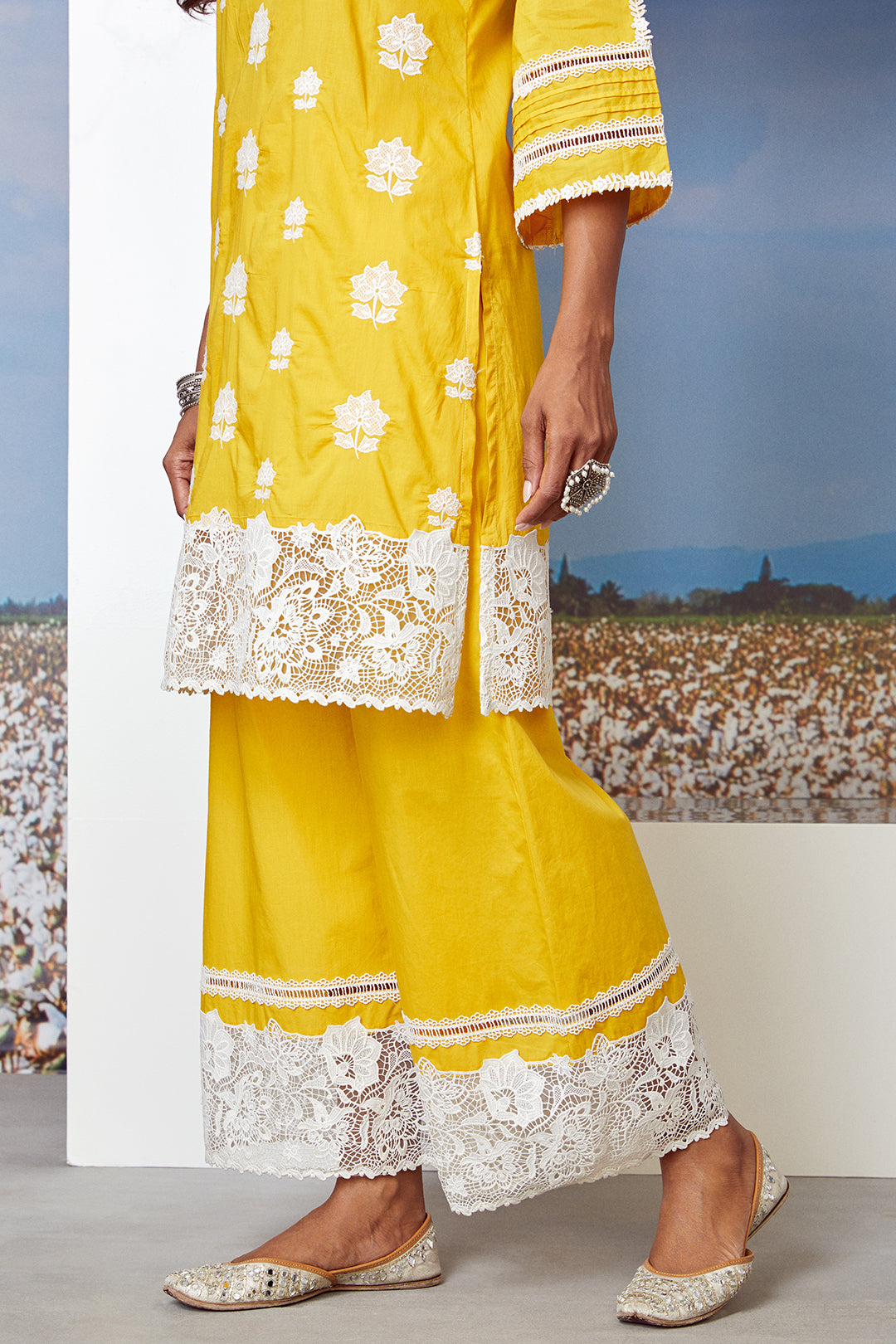 Mulmul Cotton Sunkissed Kurta with Sunkissed Palazzo