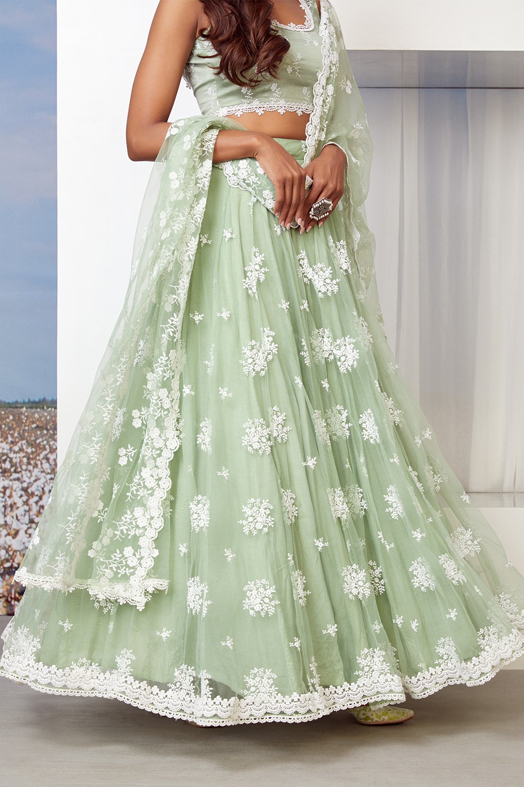 Sunlit Net Lehenga