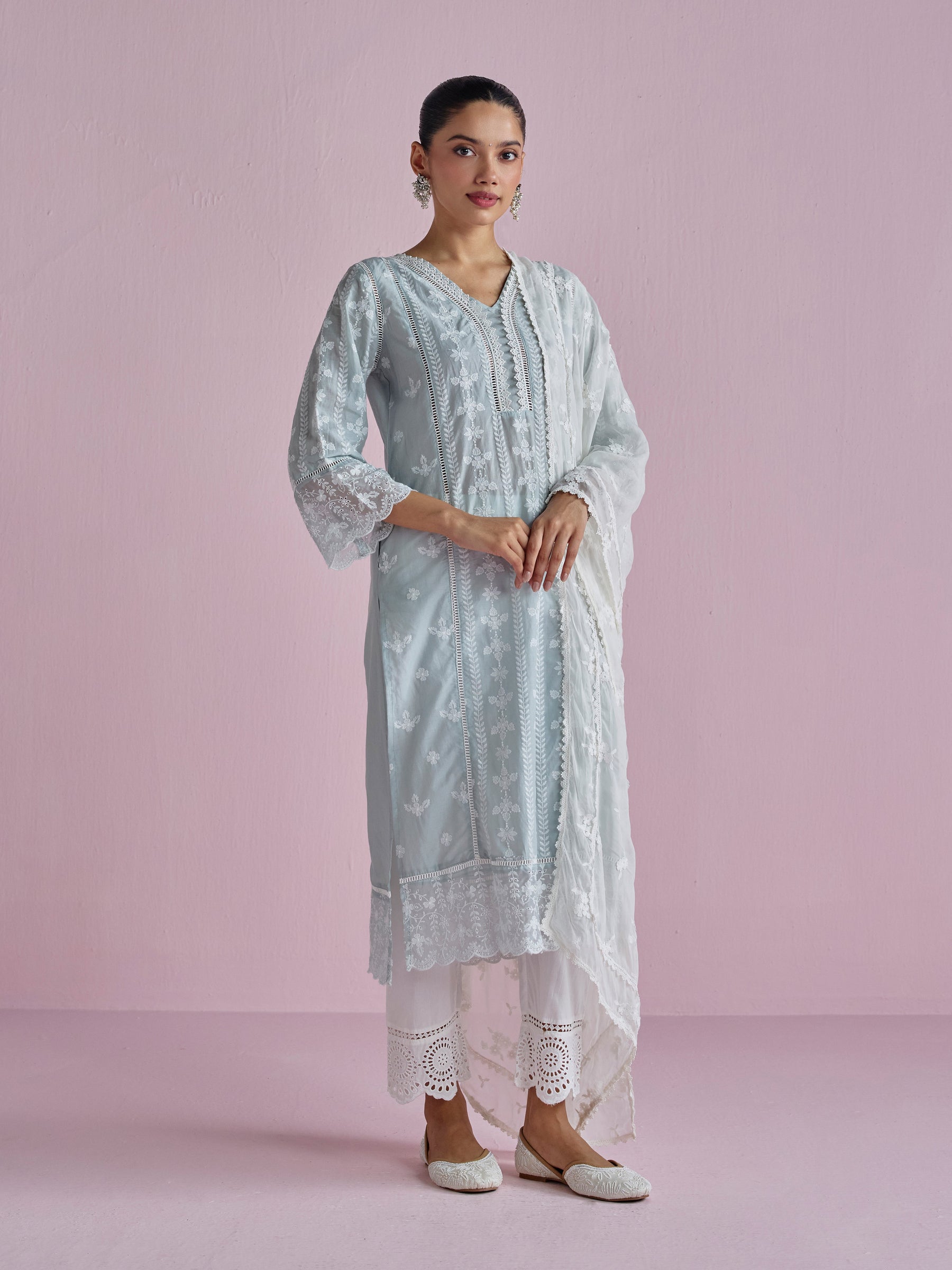 Arpina Supima Cotton Light Blue Kurta Set