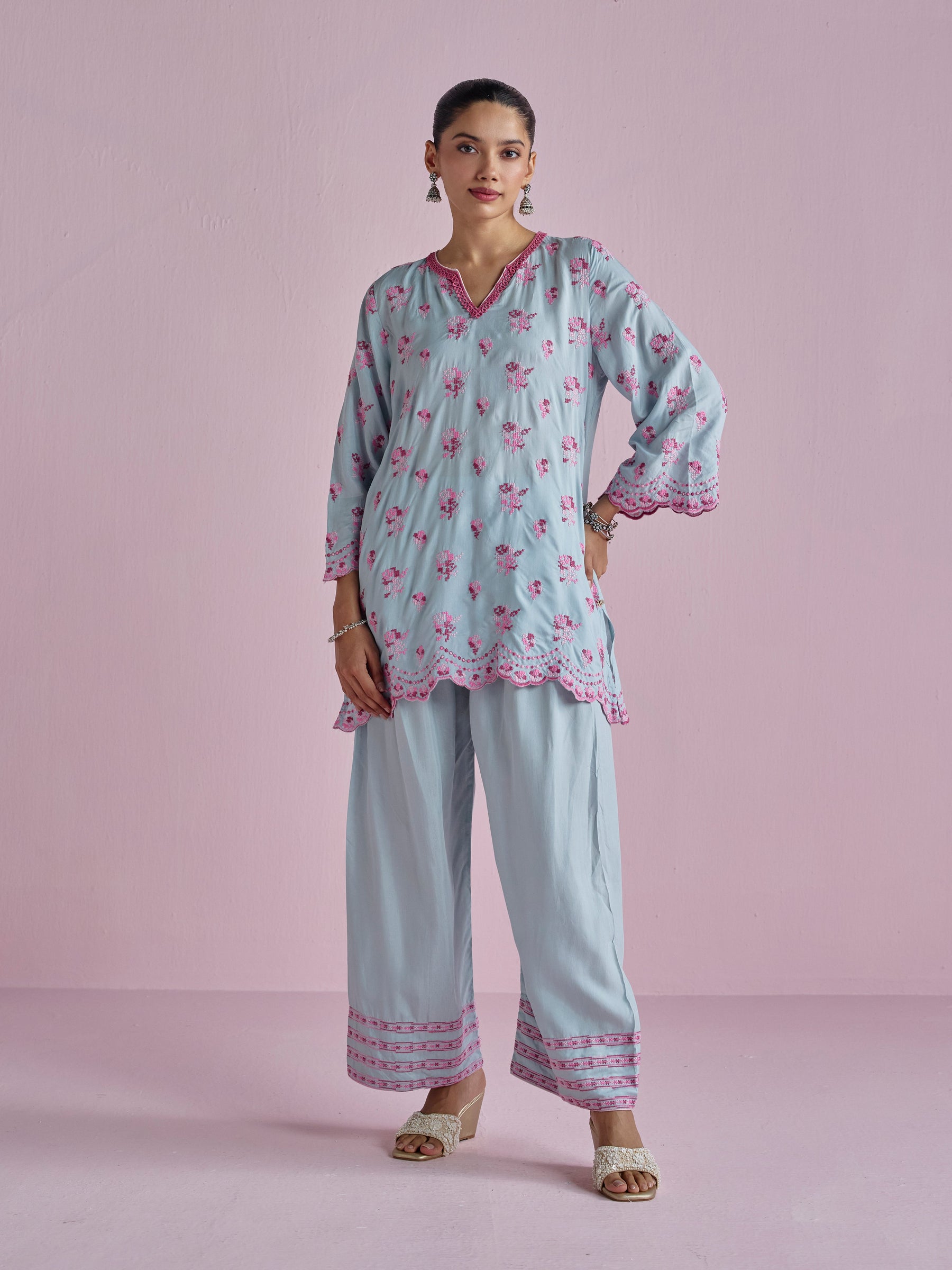 Aviya Supima Cotton Blue Kurta Set