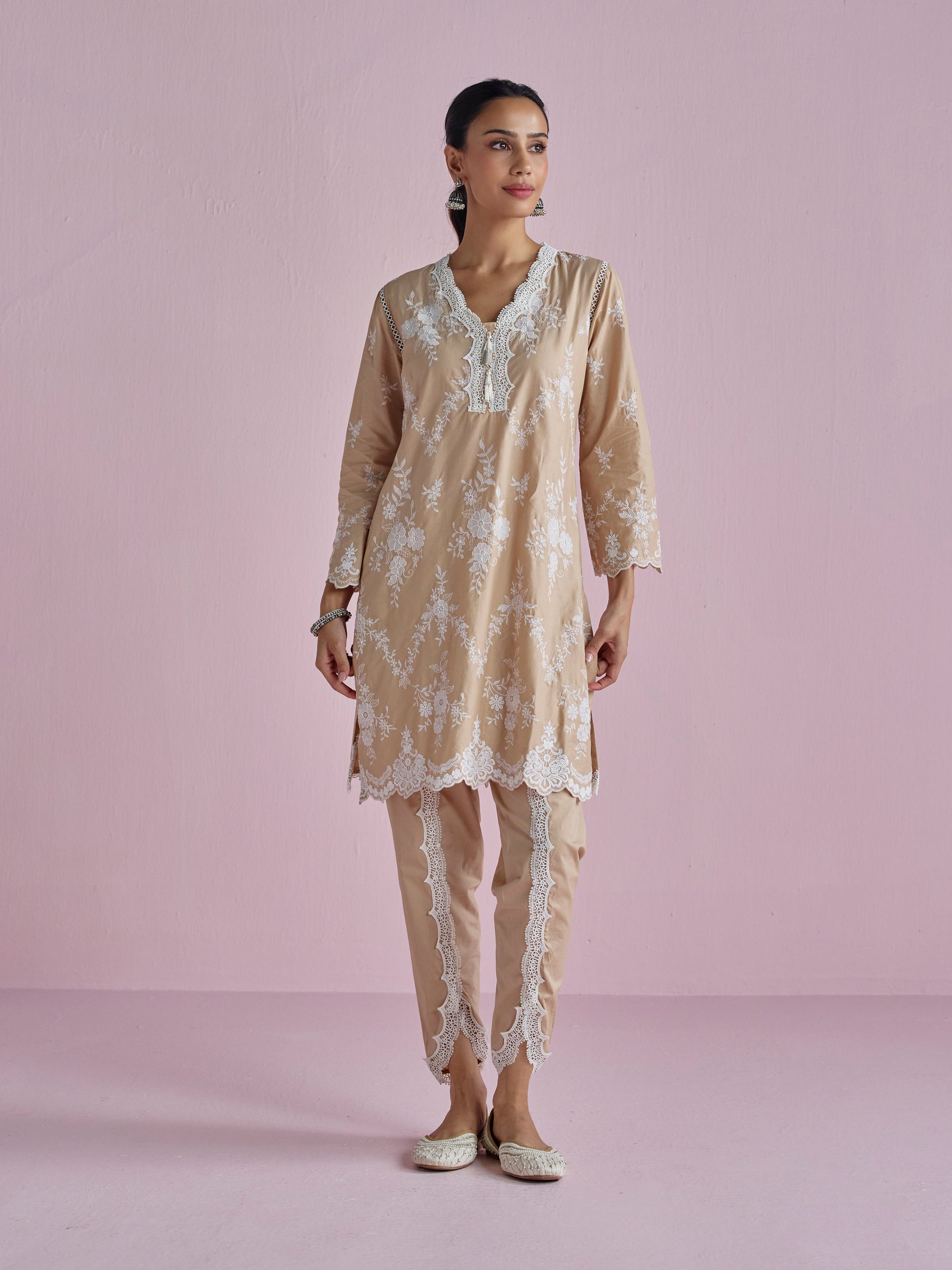 Atrai Supima Cotton Beige Kurta Set