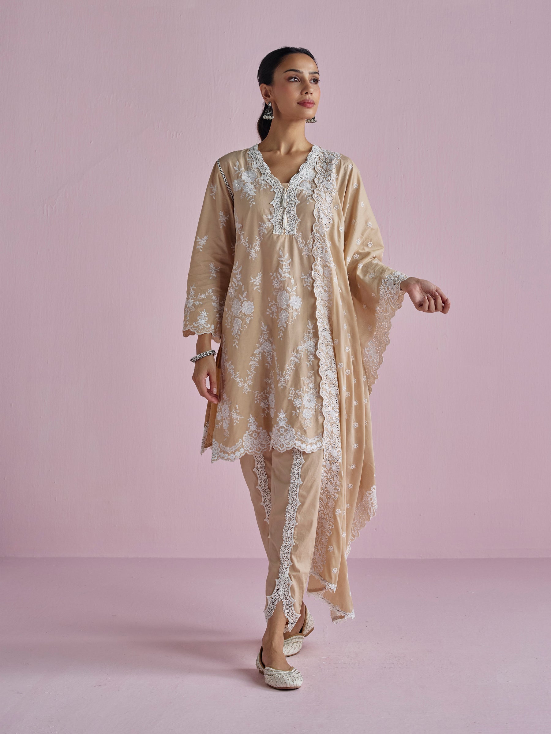 Atrai Supima Cotton Beige Kurta Set