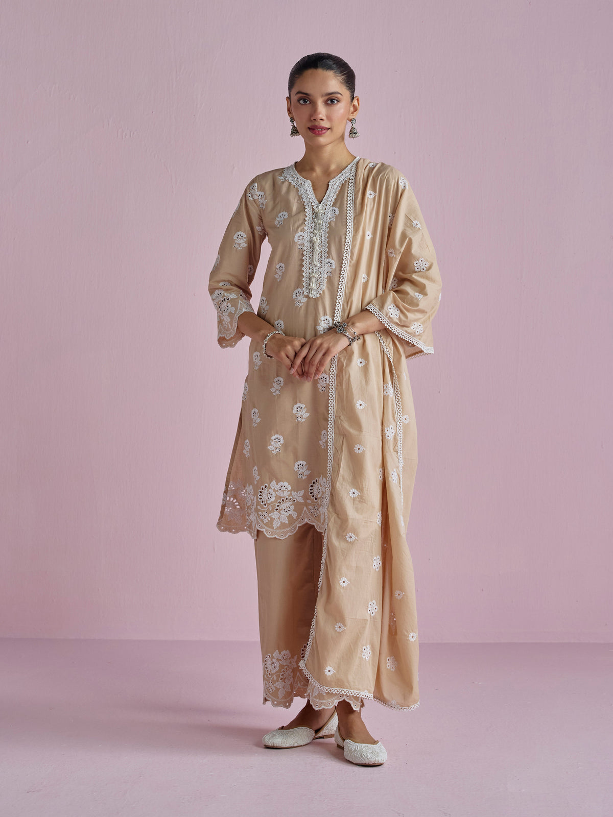 Avo Supima Cotton Beige Kurta Set