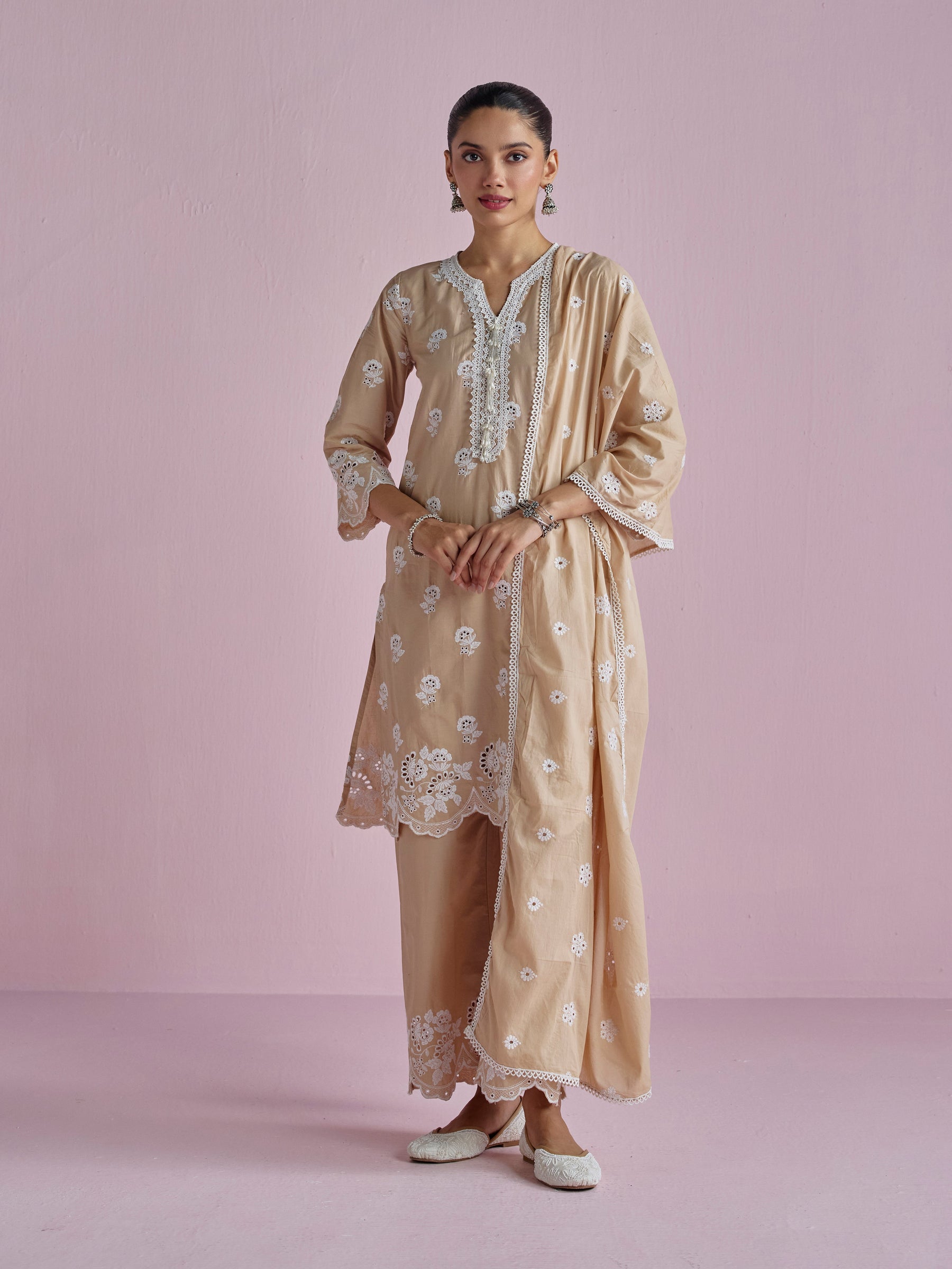 Avo Supima Cotton Beige Kurta Set