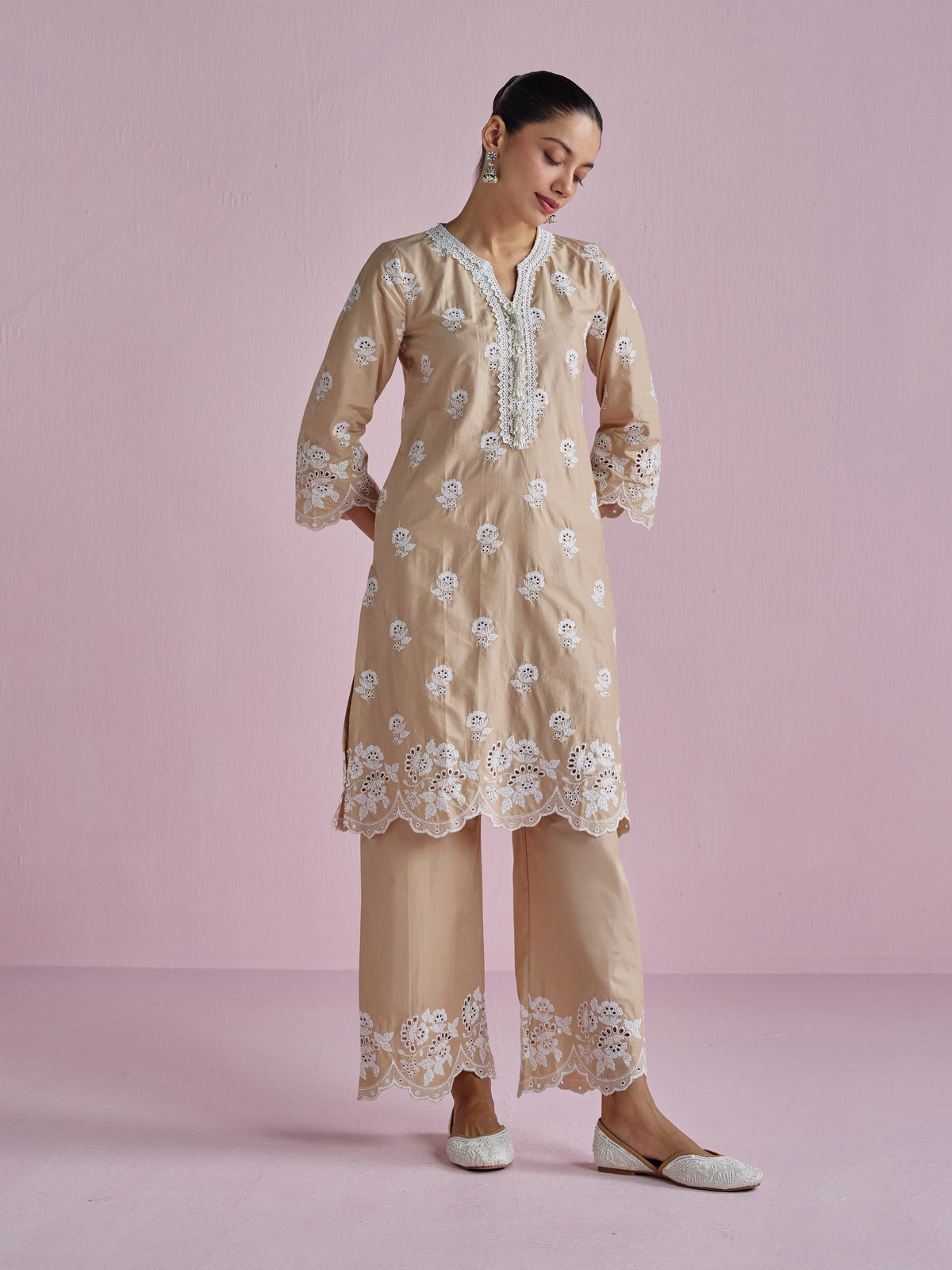 Avo Supima Cotton Beige Kurta Set
