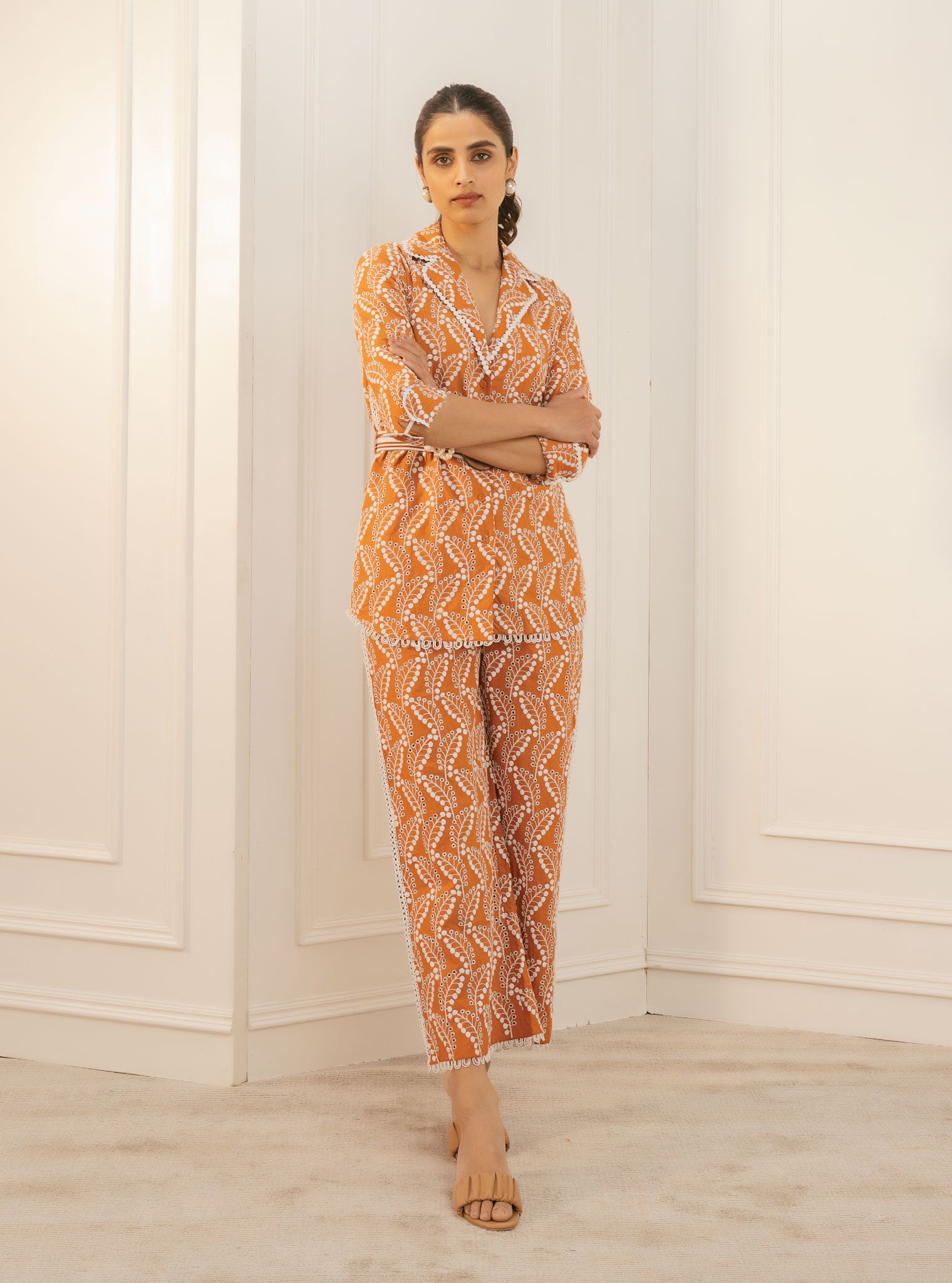 Halo Cotton Orange Co-ord Set
