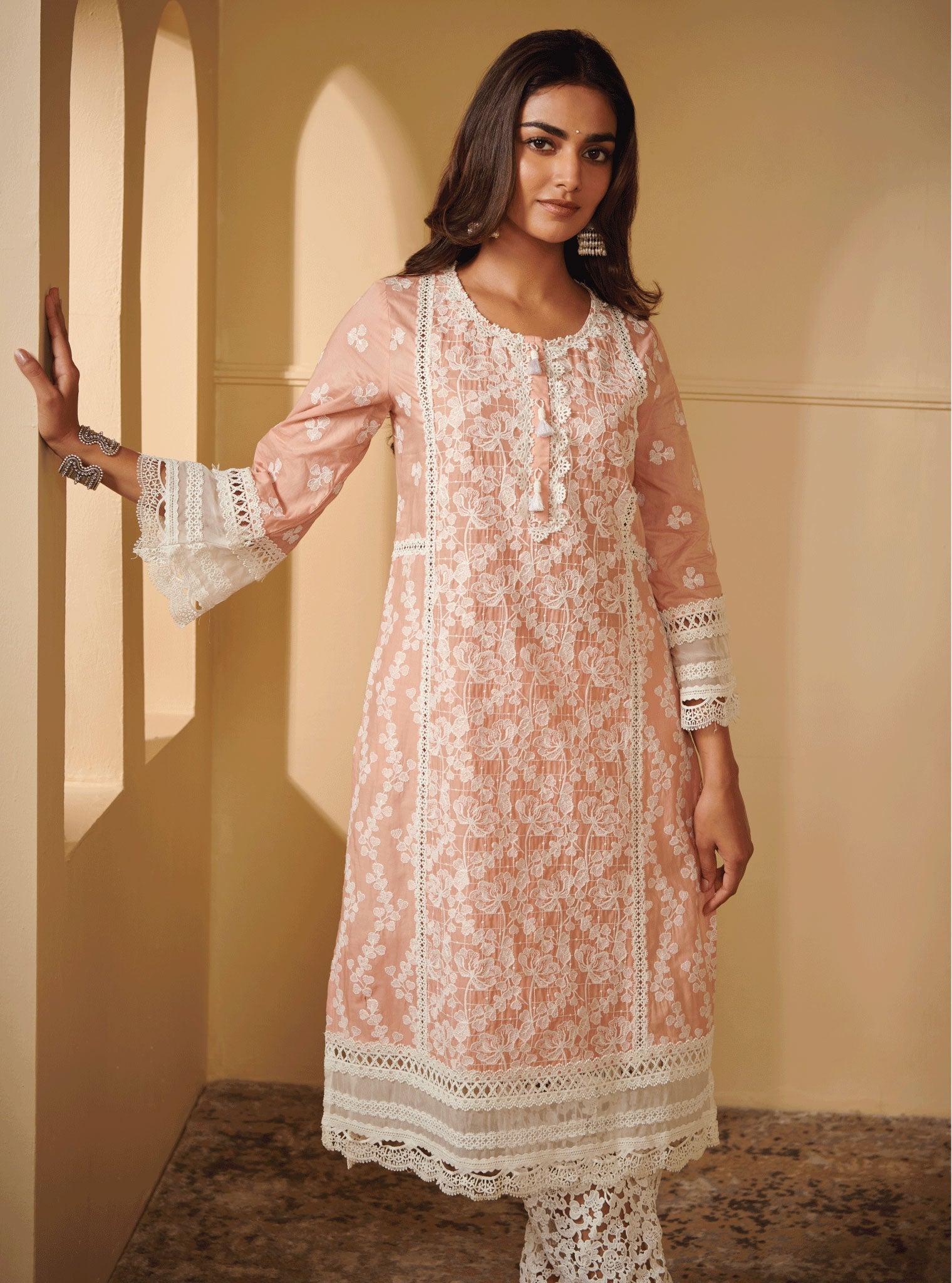 Mulmul Cotton Sarayu Rose Kurta