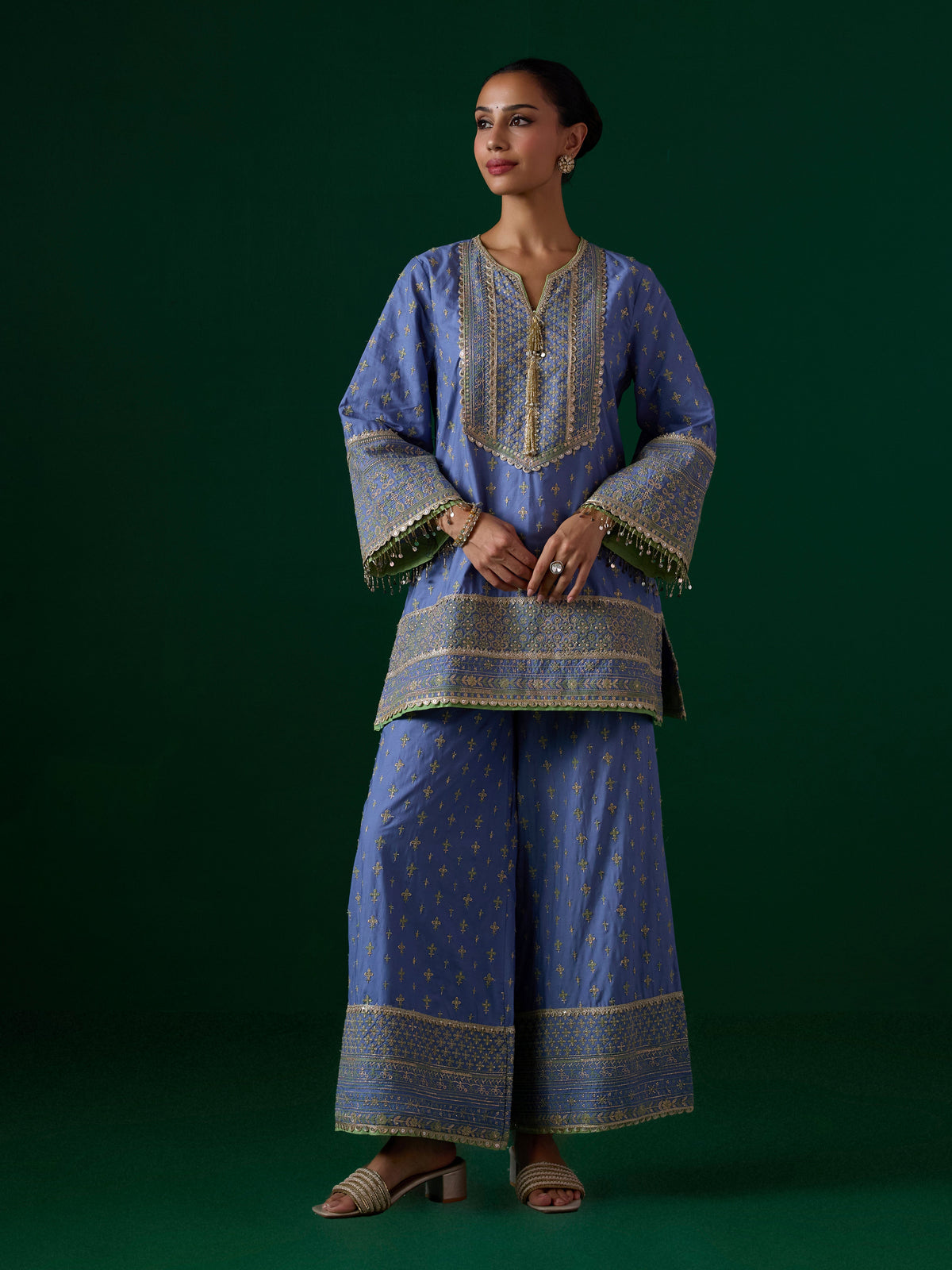 Laagi Supima Cotton Steel Blue Kurta Set