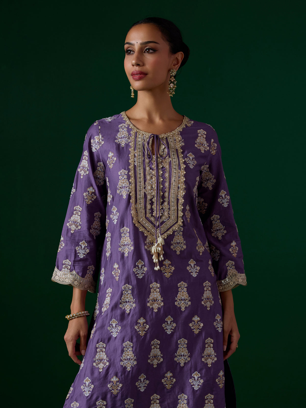 Intira Pima Satin Violet Kurta Set